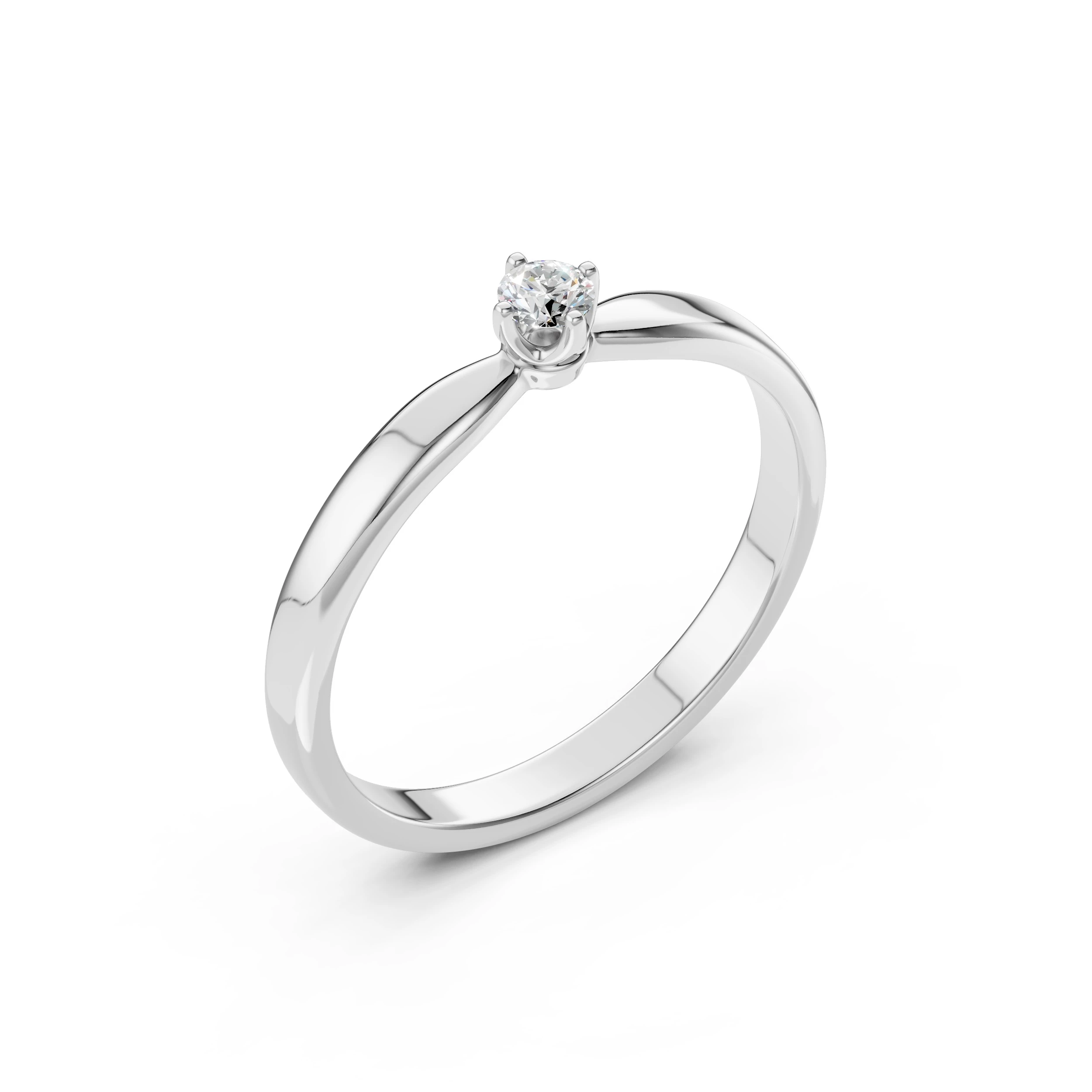 Inel de logodnă solitaire din aur 14k cu diamant natural, diamant central rotund de 0.1 ct, G/SI – Amalthea Divină
