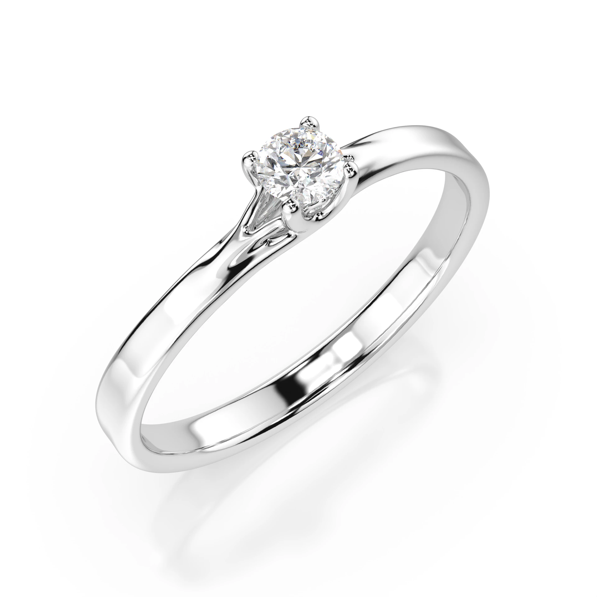 Inel de logodnă solitaire din aur 14k cu diamant natural, diamant central rotund de 0.1 ct, G/SI – Arabella Prețioasă