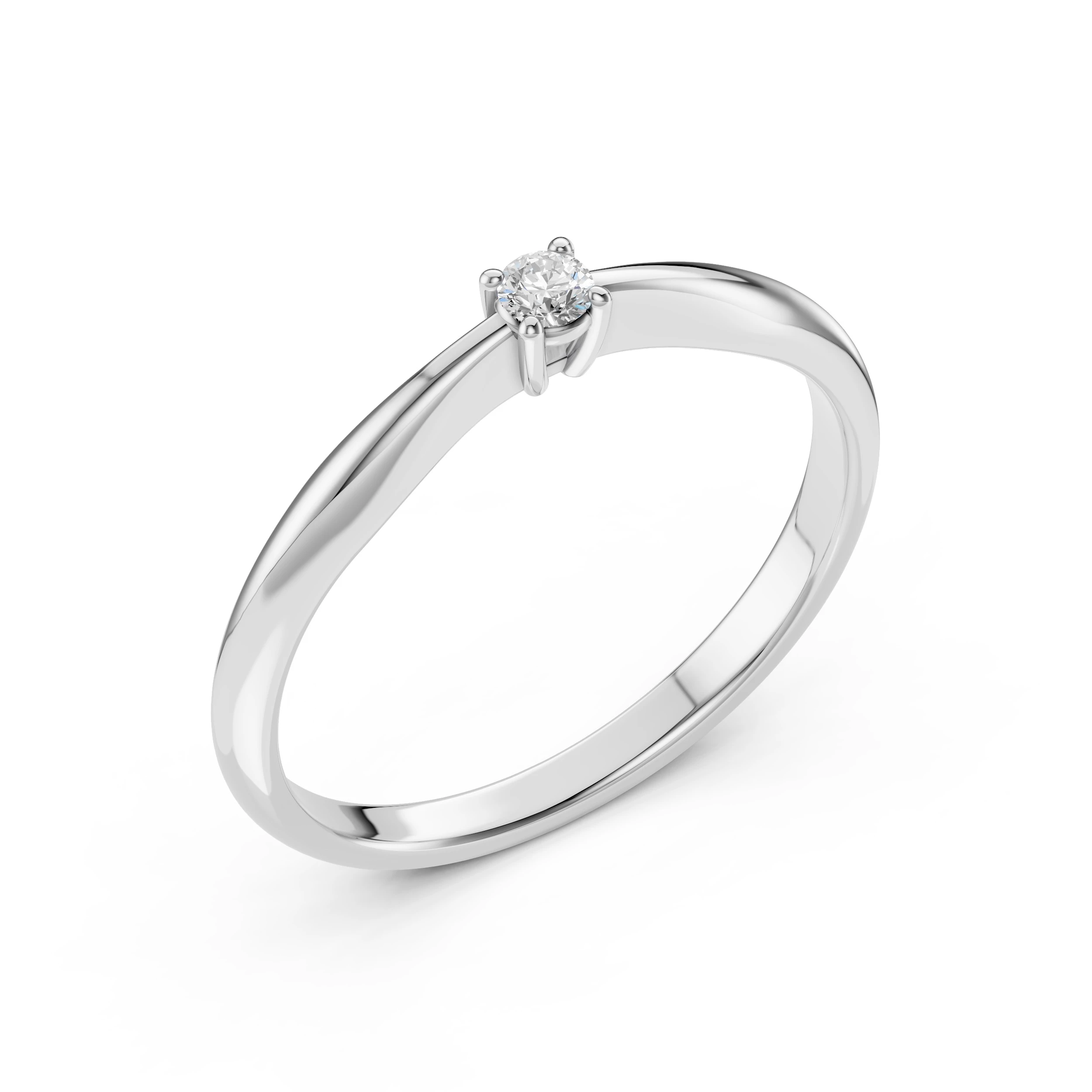 Inel de logodnă solitaire din aur cu diamant natural, diamant central rotund de 0.1 ct, G/SI – Aurelia Luminoasă