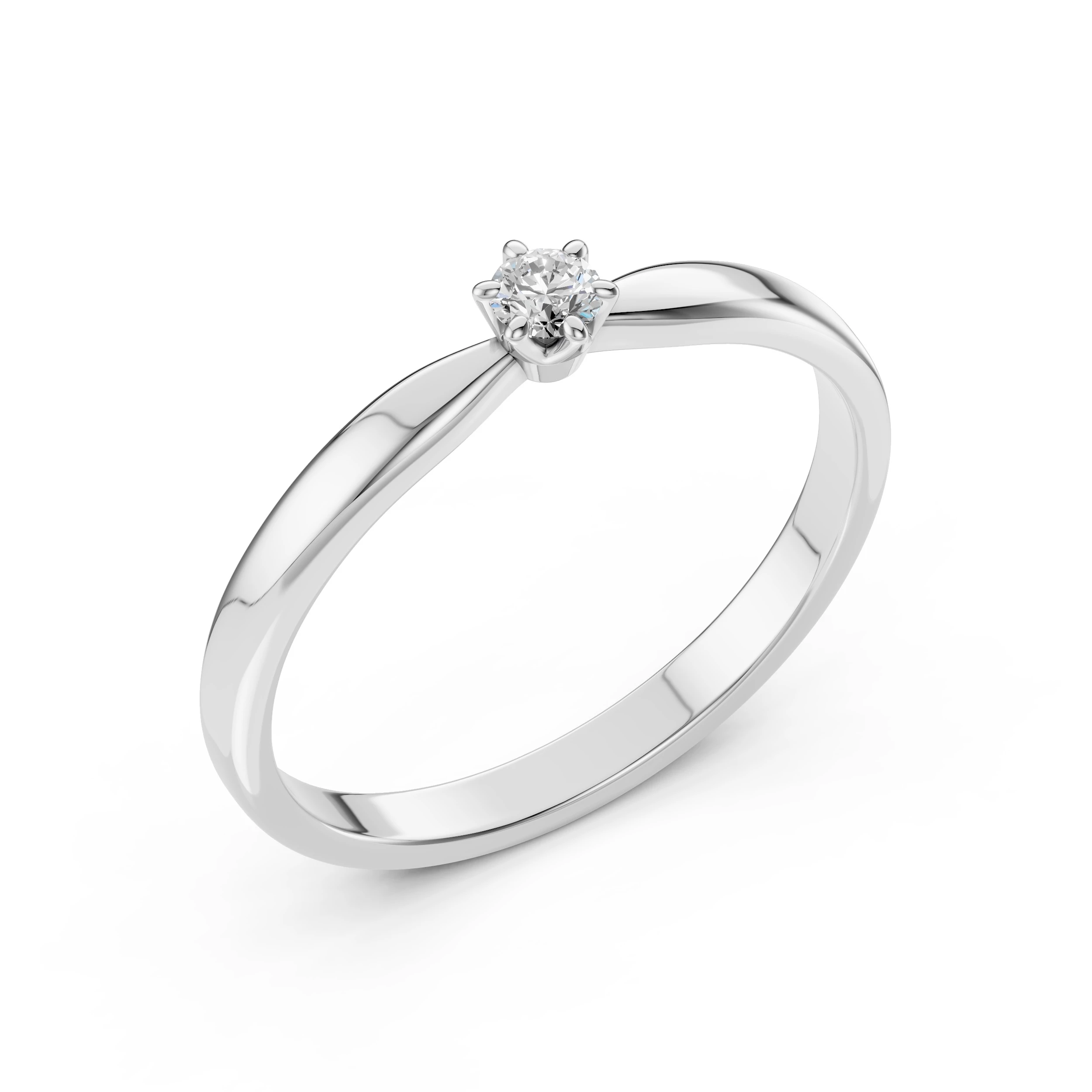 Inel de logodnă solitaire din aur cu diamant natural, diamant central rotund de 0.1 ct, G/SI – Elara Rafinată