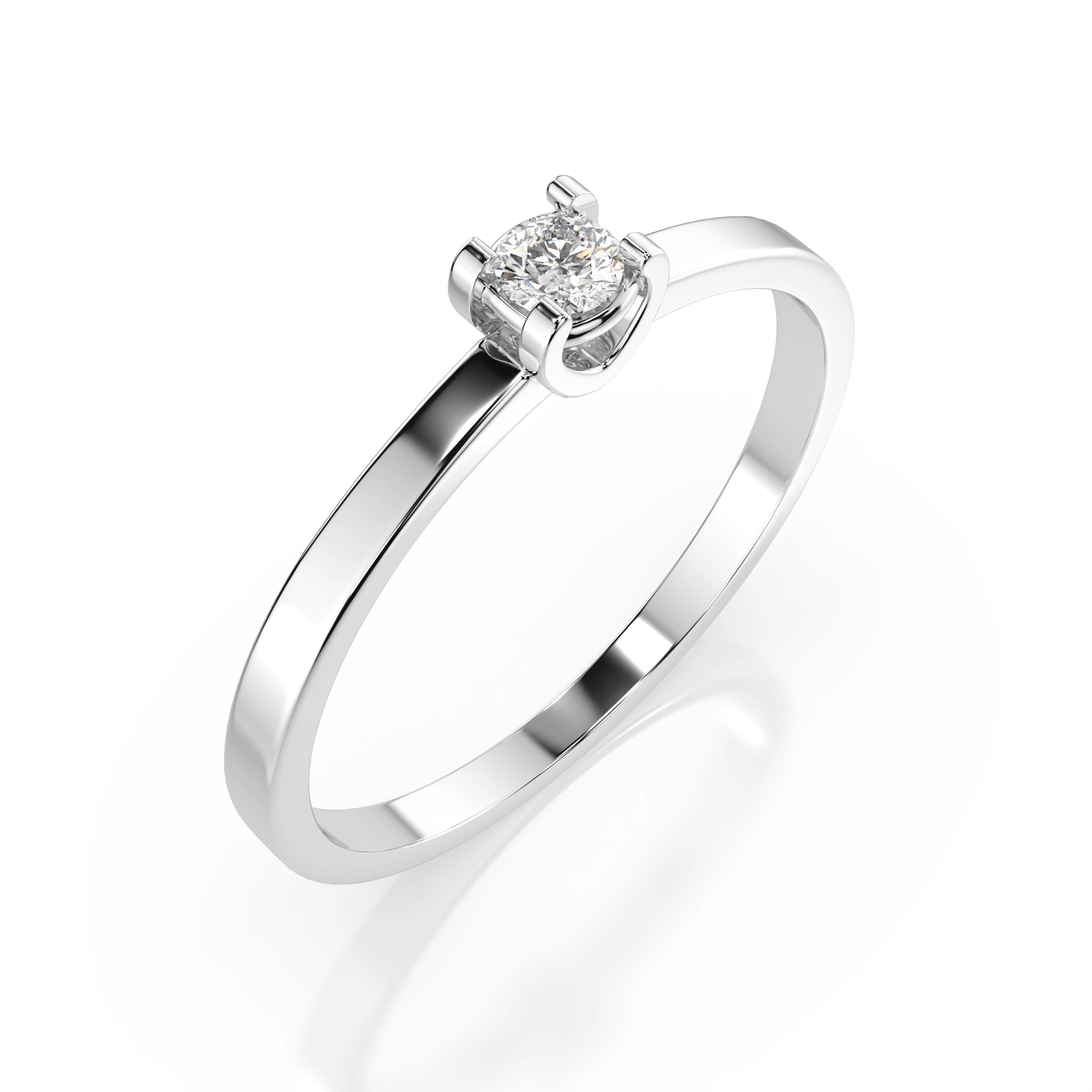 Inel de logodnă solitaire din aur 14k cu diamant natural, diamant central rotund de 0.1 ct, G/SI – Evelina Luminoasă
