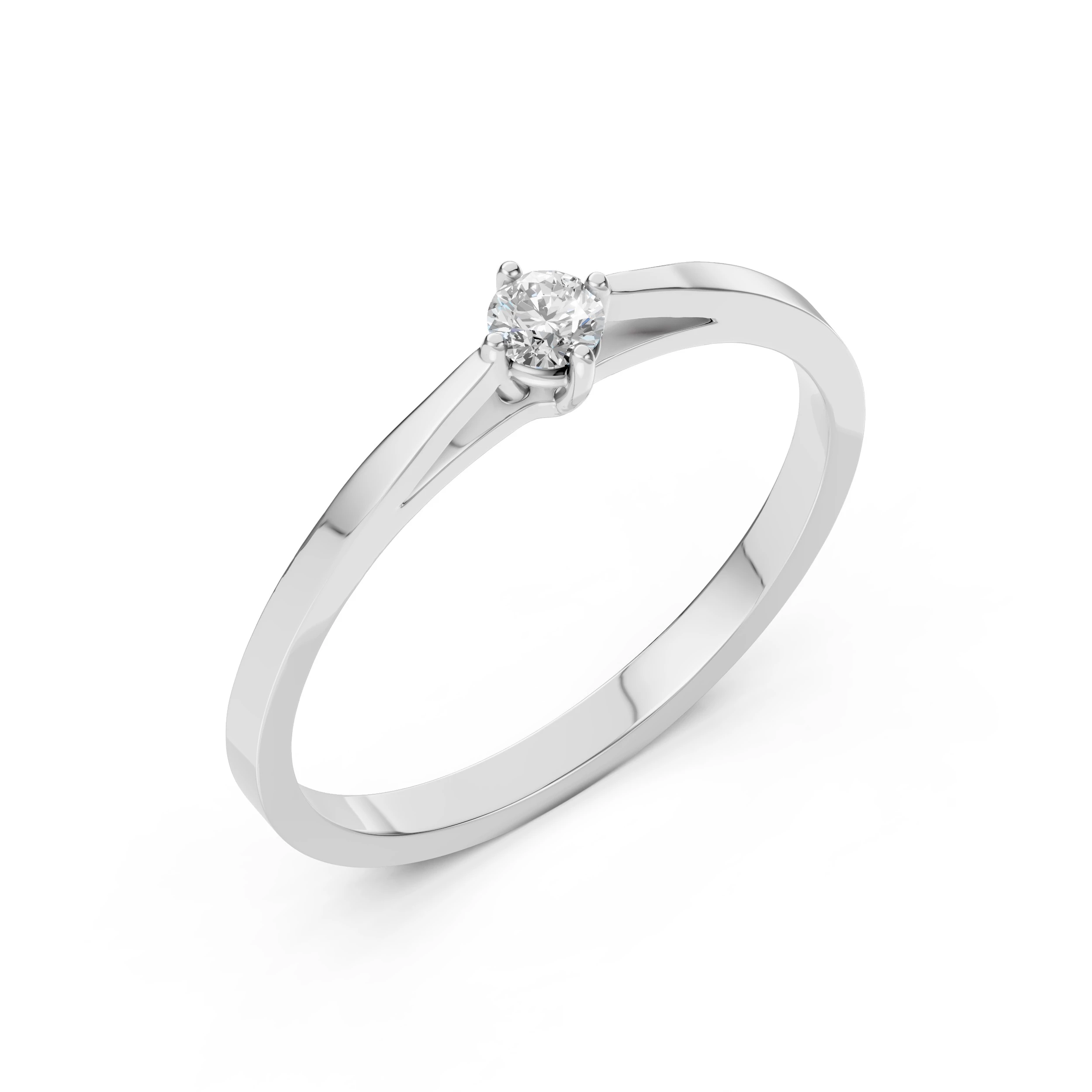 Inel de logodnă solitaire din aur 14k cu diamant natural, diamant central rotund de 0.1 ct, G/SI – Florentina Sublimă