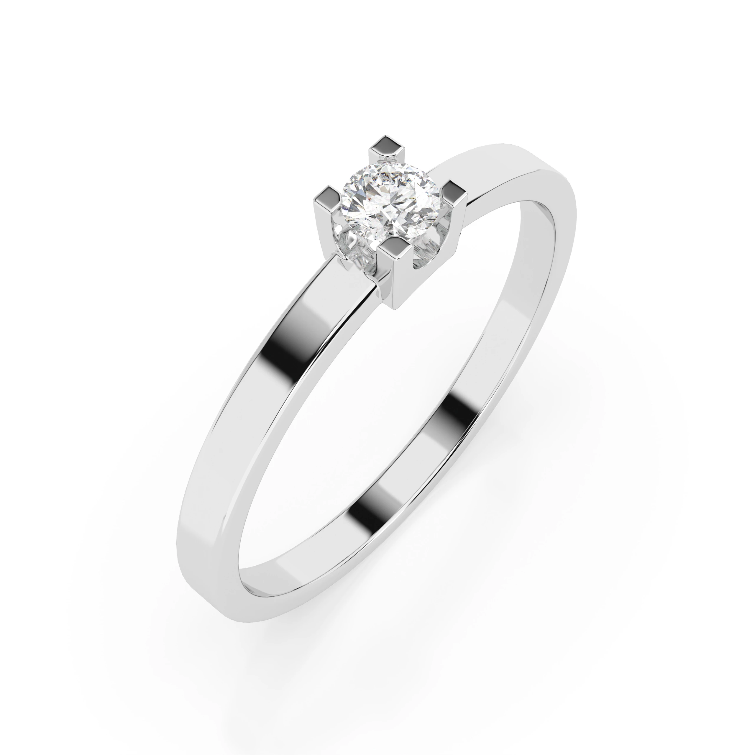 Inel de logodnă solitaire din aur cu diamant natural, diamant central rotund de 0.1 ct, G/SI – Julietta Prețioasă