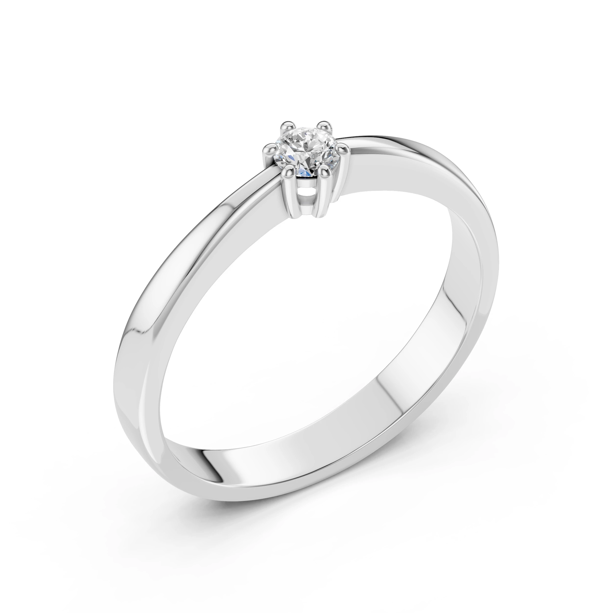 Inel de logodnă solitaire din aur 14k cu diamant natural, diamant central rotund de 0.1 ct, G/SI – Maristella Eternă