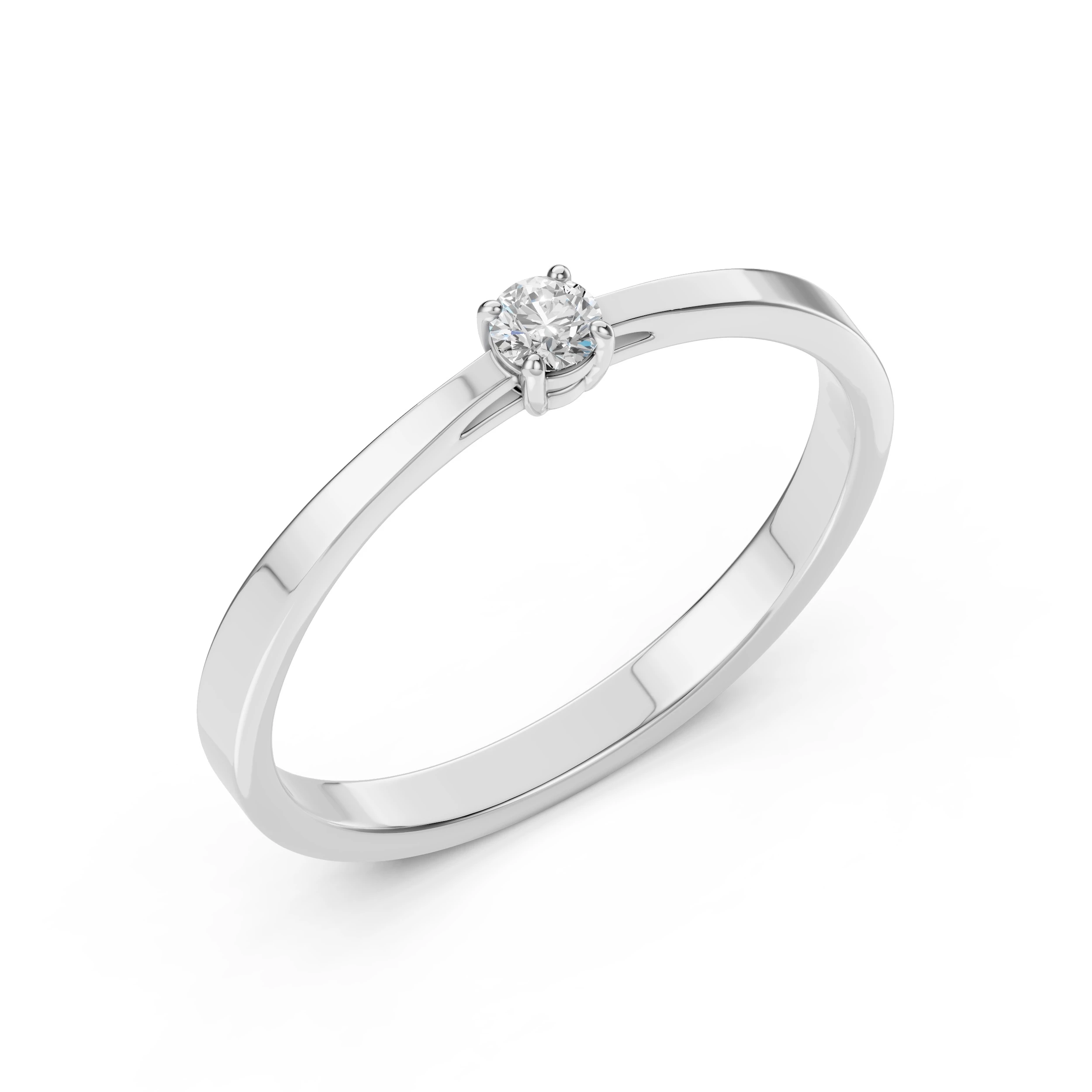 Inel de logodnă solitaire din aur 14k cu diamant natural, diamant central rotund de 0.1 ct, G/SI – Rosalina Divină