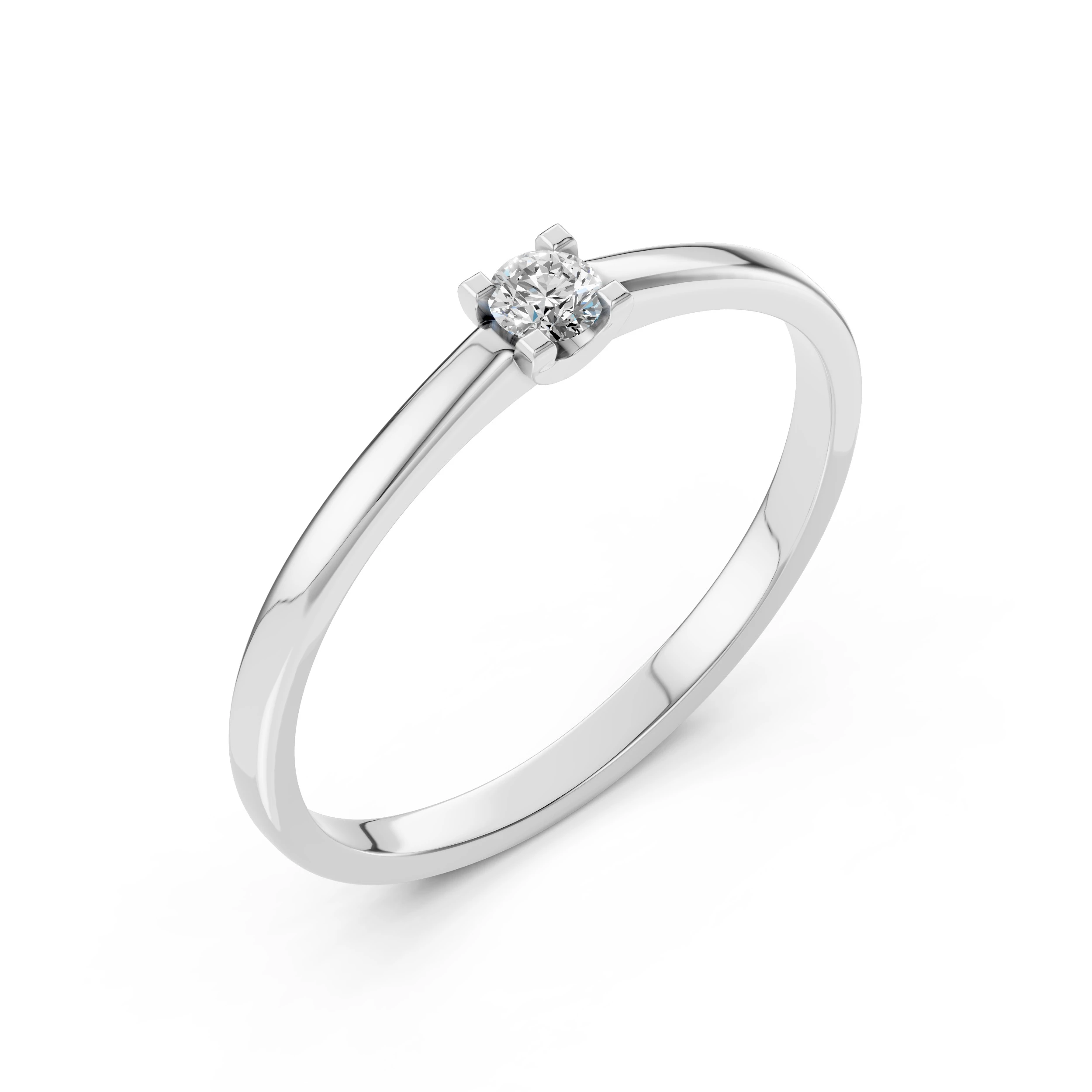 Inel de logodnă solitaire din aur 14k cu diamant natural, diamant central rotund de 0.1 ct, G/SI – Serenella Prețioasă