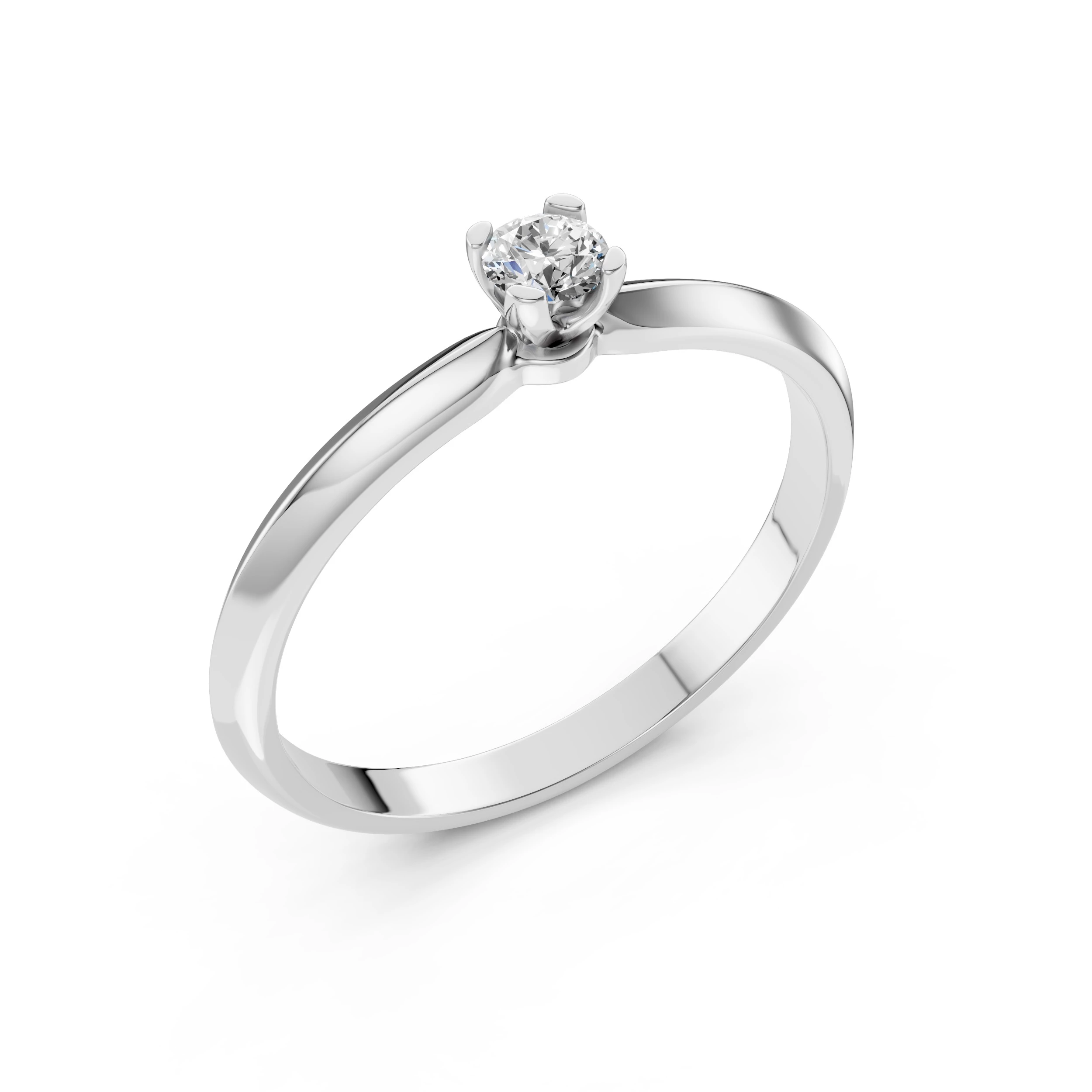 Inel de logodnă solitaire din aur cu diamant natural, diamant central rotund de 0.1 ct, G/SI – Valentina Sublimă