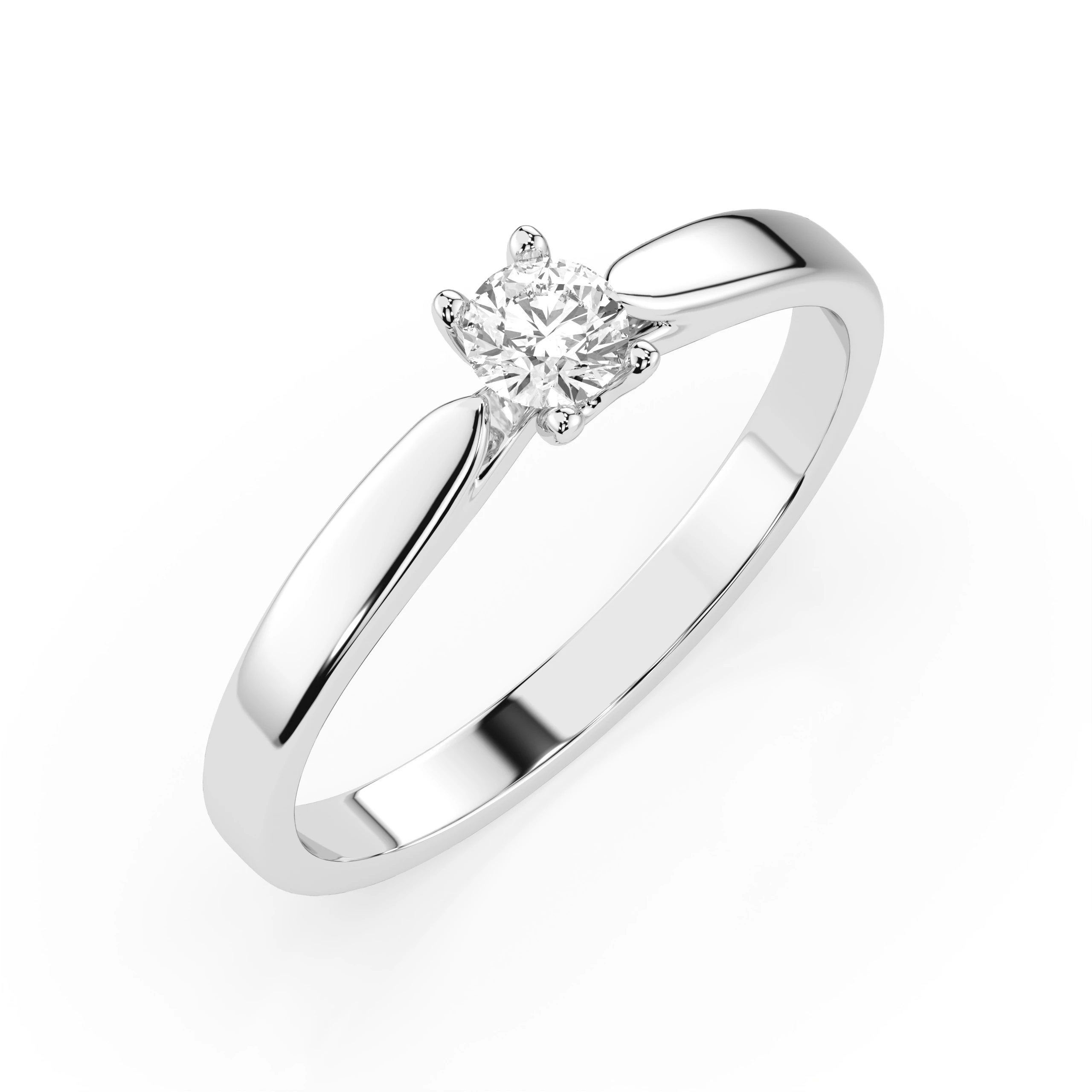 Inel de logodnă solitaire din aur 14k cu diamant natural, diamant central rotund de 0.15 ct, G/SI – Arabella Armonioasă