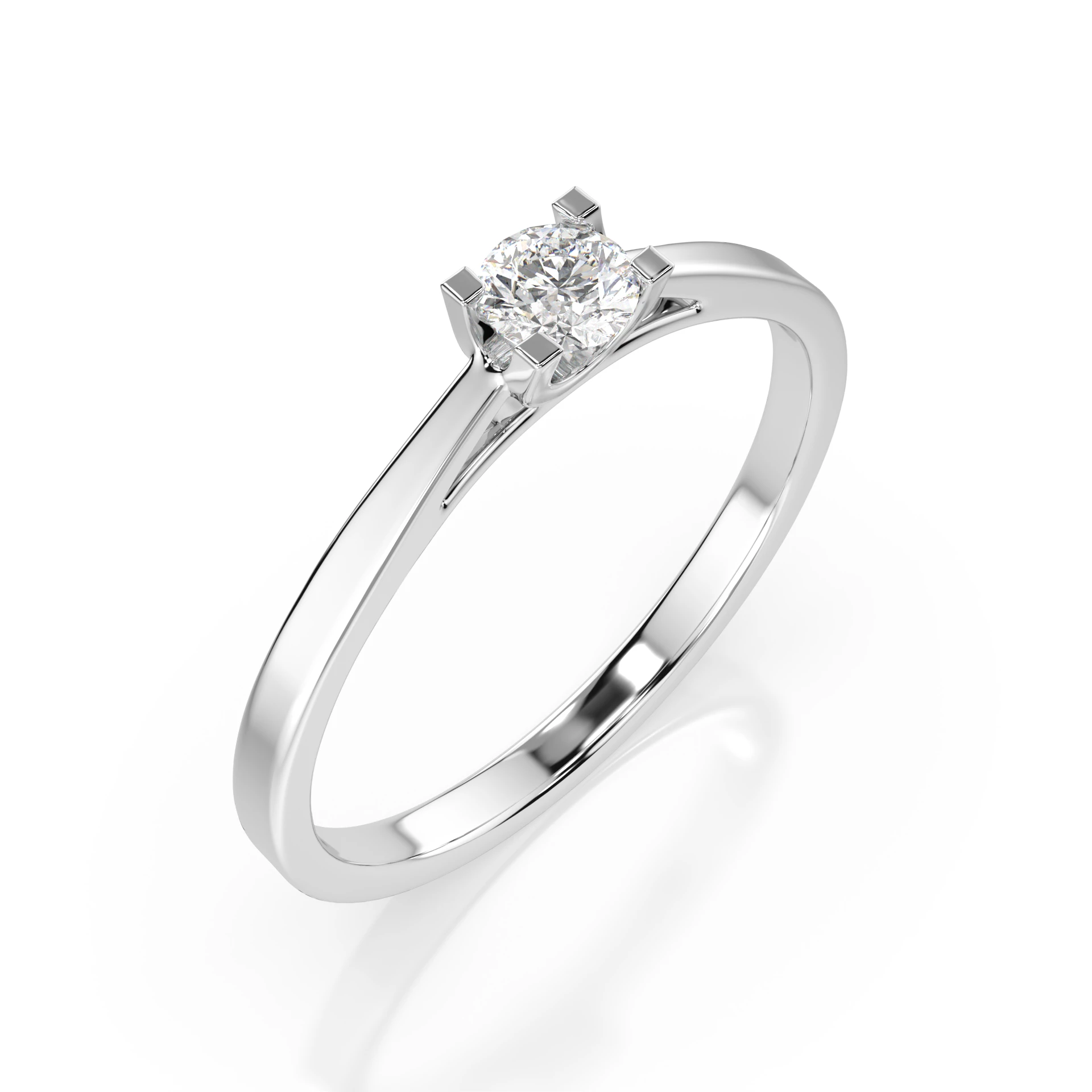 Inel de logodnă solitaire din aur cu diamant natural, diamant central rotund de 0.15 ct, G/SI – Aurelia Divină