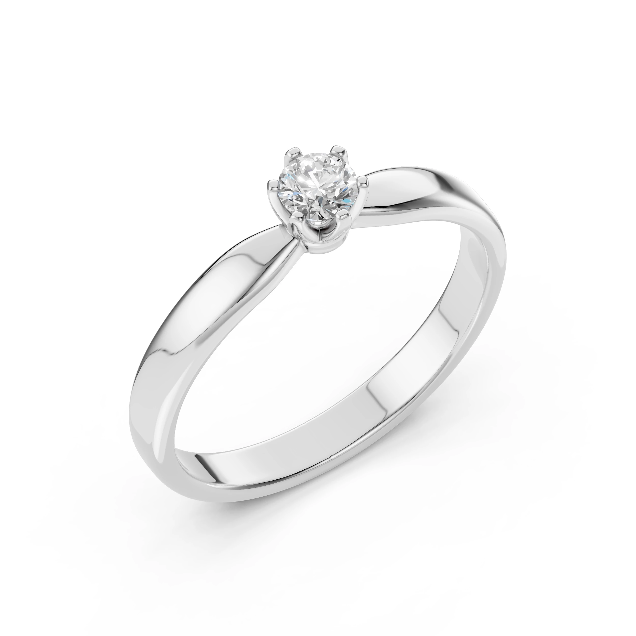 Inel de logodnă solitaire din aur 14k cu diamant natural, diamant central rotund de 0.15 ct, G/SI – Delphina Grațioasă