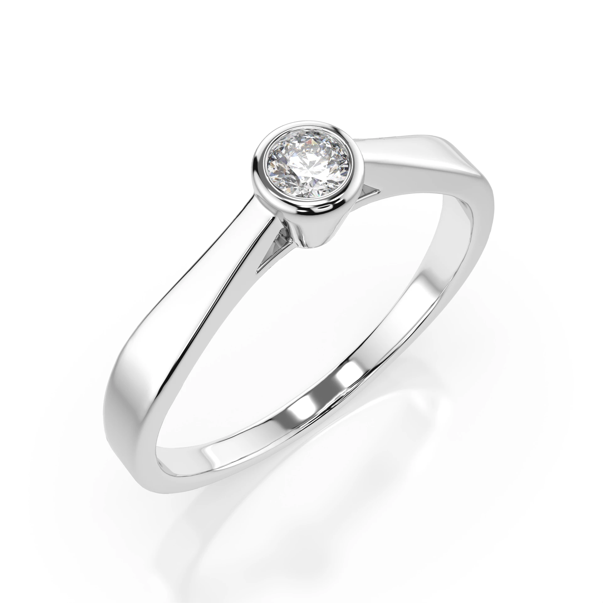 Inel de logodnă solitaire din aur 14k cu diamant natural, diamant central rotund de 0.15 ct, G/SI – Evelina Divină