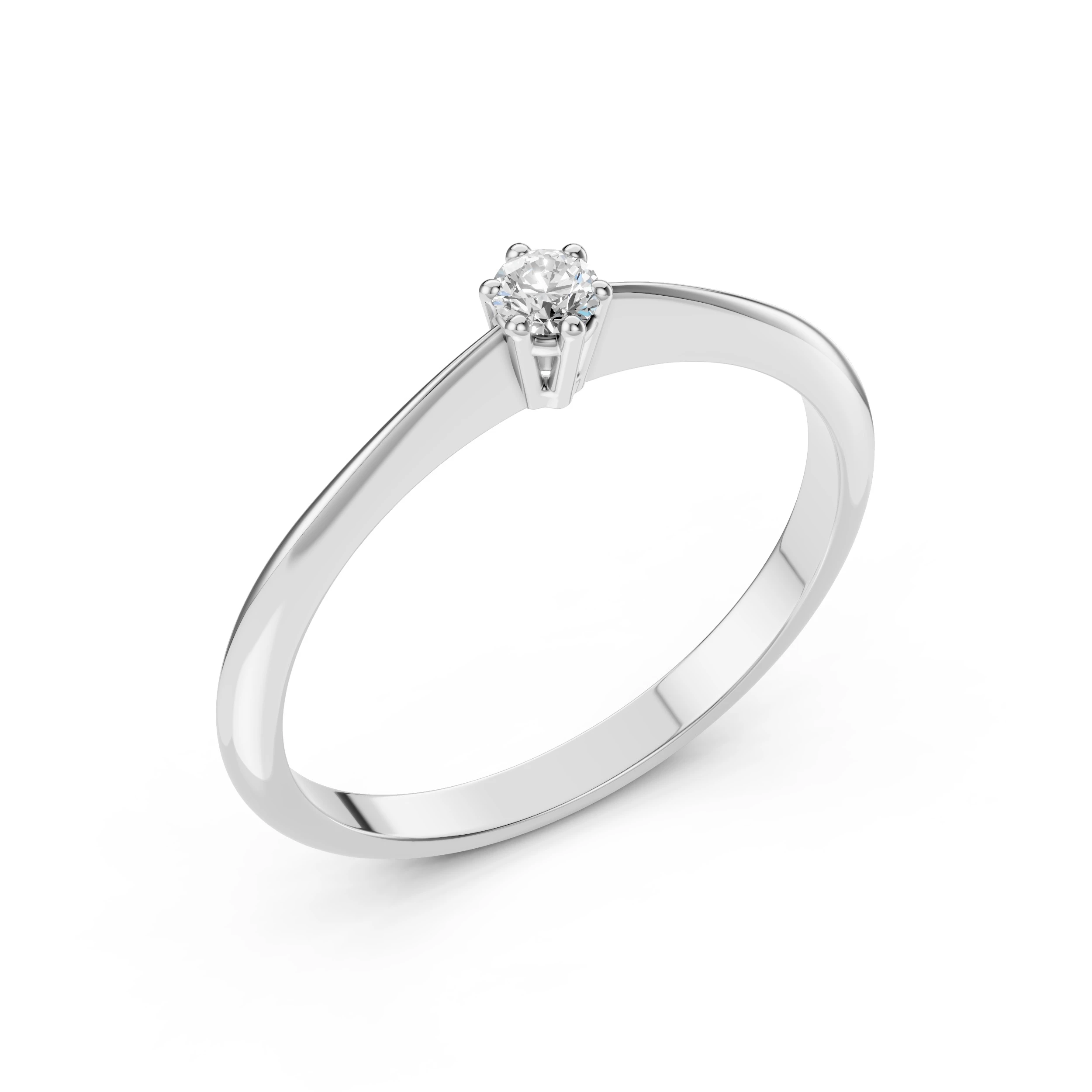 Inel de logodnă solitaire din aur cu diamant natural, diamant central rotund de 0.15 ct, G/SI – Ophelia Sublimă