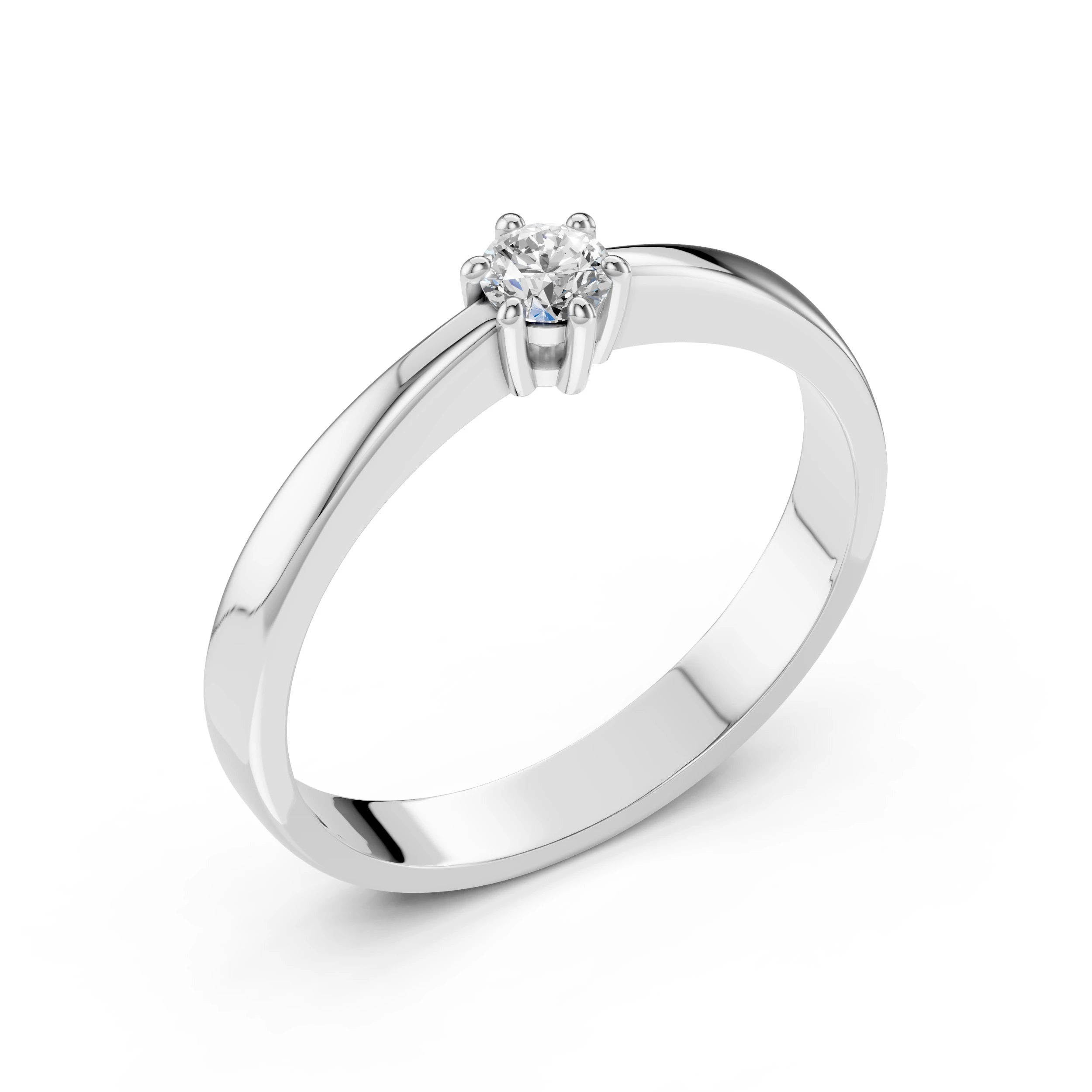 Inel de logodnă solitaire din aur cu diamant natural, diamant central rotund de 0.15 ct, G/SI – Seraphina Armonioasă