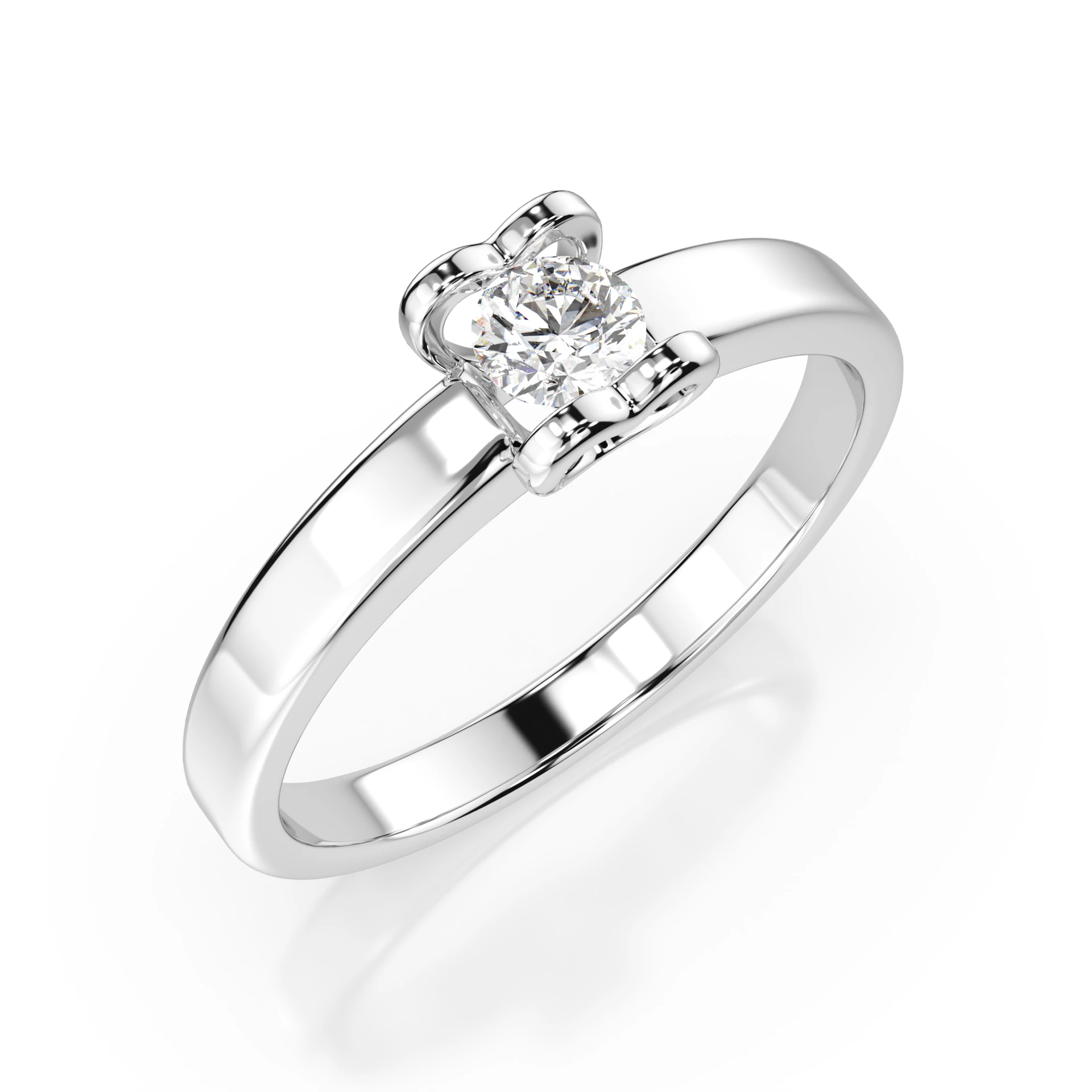 Inel de logodnă solitaire din aur 14k cu diamant natural, diamant central rotund de 0.15 ct, G/SI – Serenella Regală