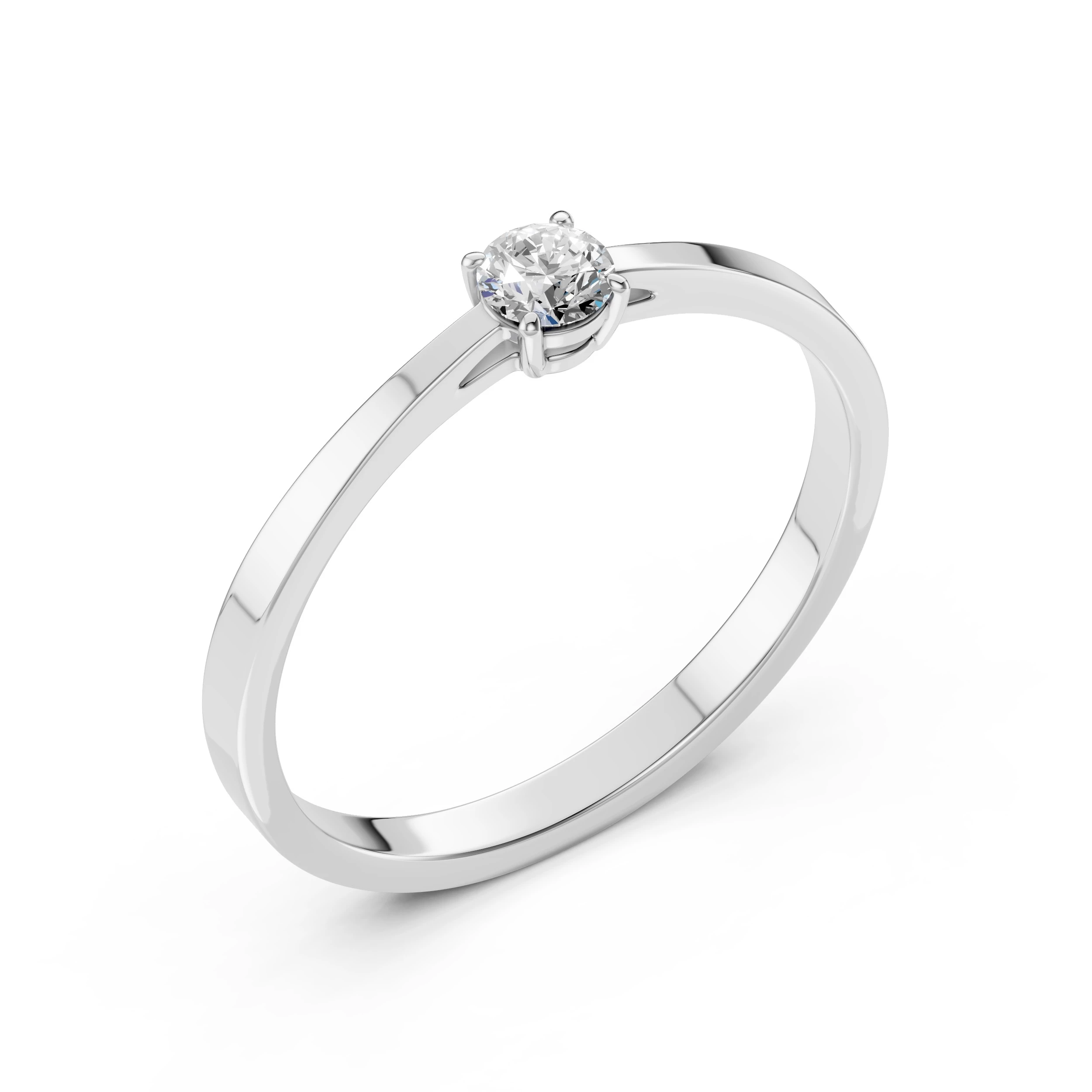 Inel de logodnă solitaire din aur 14k cu diamant natural, diamant central rotund de 0.15 ct, G/SI – Violetta Armonioasă