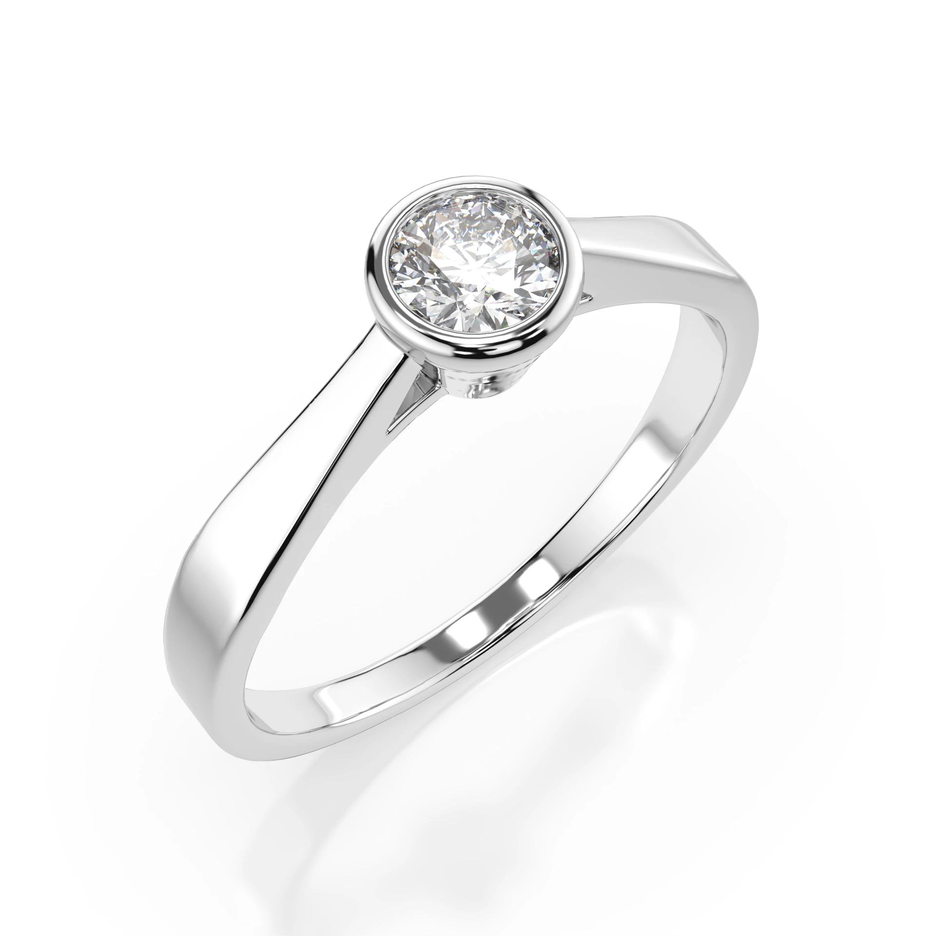 Inel de logodnă solitaire din aur 14k cu diamant natural, diamant central rotund de 0.2 ct, G/SI – Julietta Grațioasă