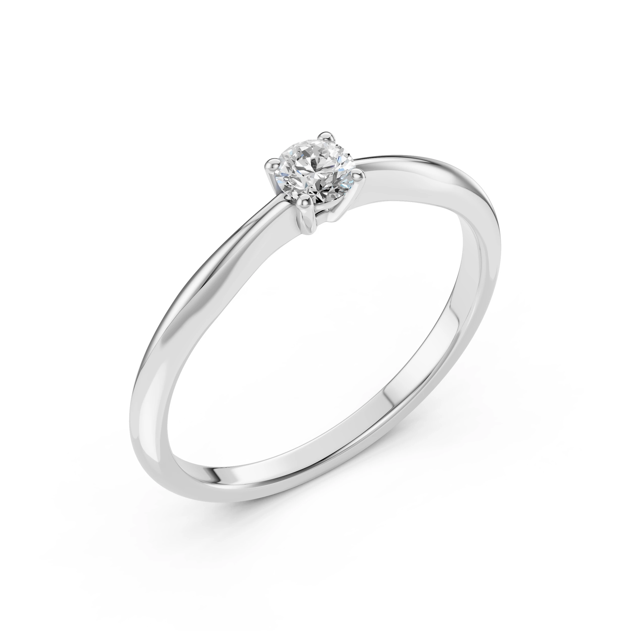 Inel de logodnă solitaire din aur cu diamant natural, diamant central rotund de 0.2 ct, G/SI – Seraphina Grațioasă