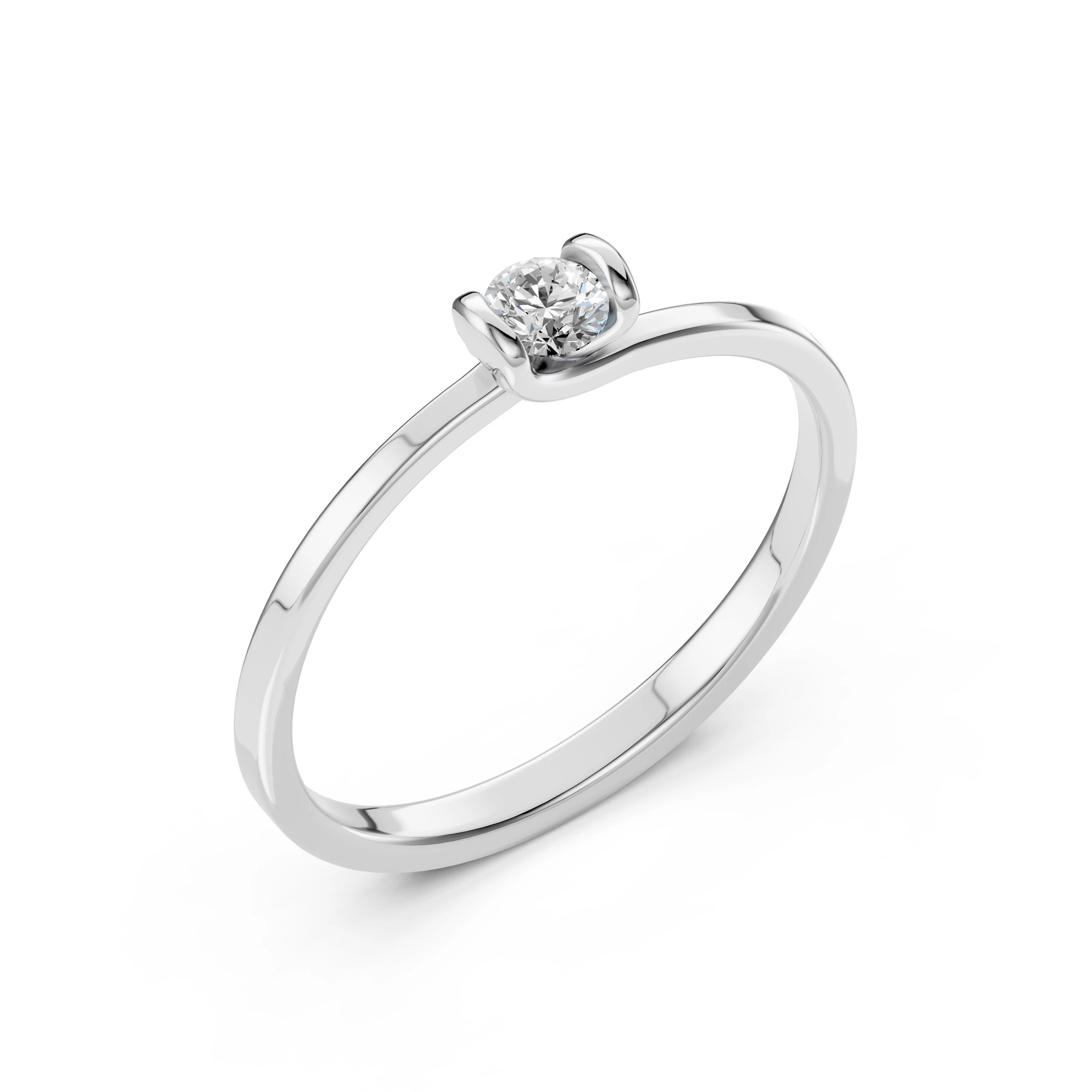 Inel de logodnă solitaire din aur 14k cu diamant natural, diamant central rotund de 0.2 ct, G/SI – Serenella Grațioasă