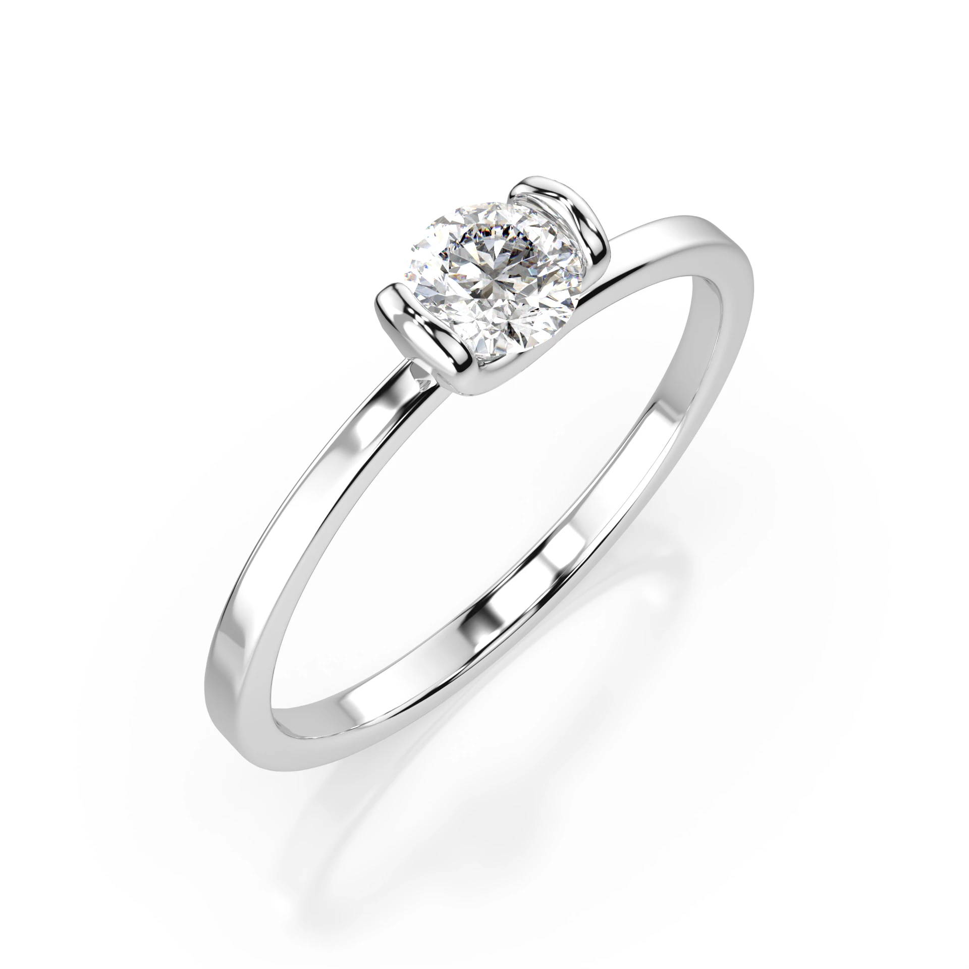 Inel de logodnă solitaire din aur cu diamant natural, diamant central rotund de 0.3 ct, G/SI – Aurelia Armonioasă
