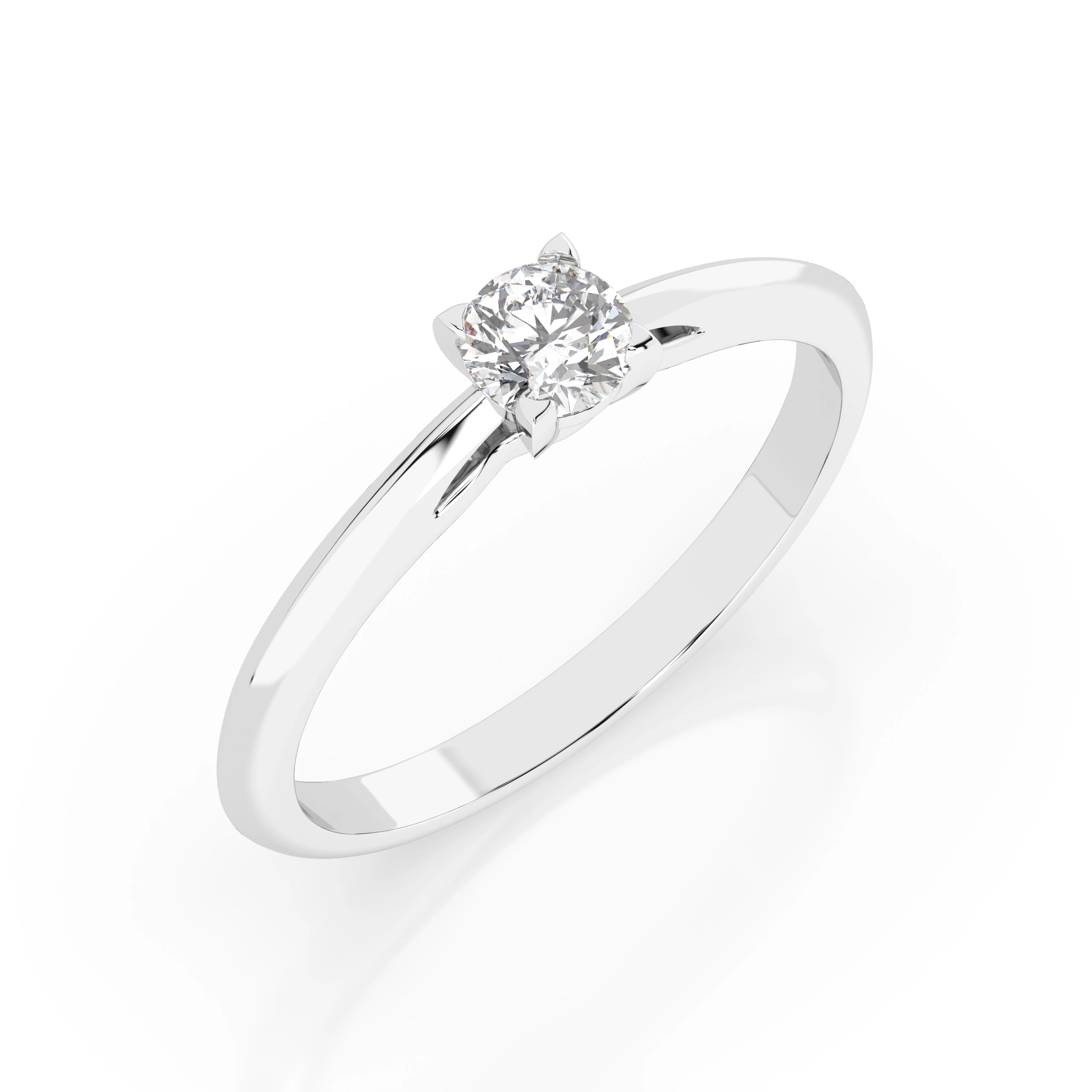 Inel de logodnă solitaire din aur 14k cu diamant natural, diamant central rotund de 0.3 ct, G/SI – Calista Rafinată