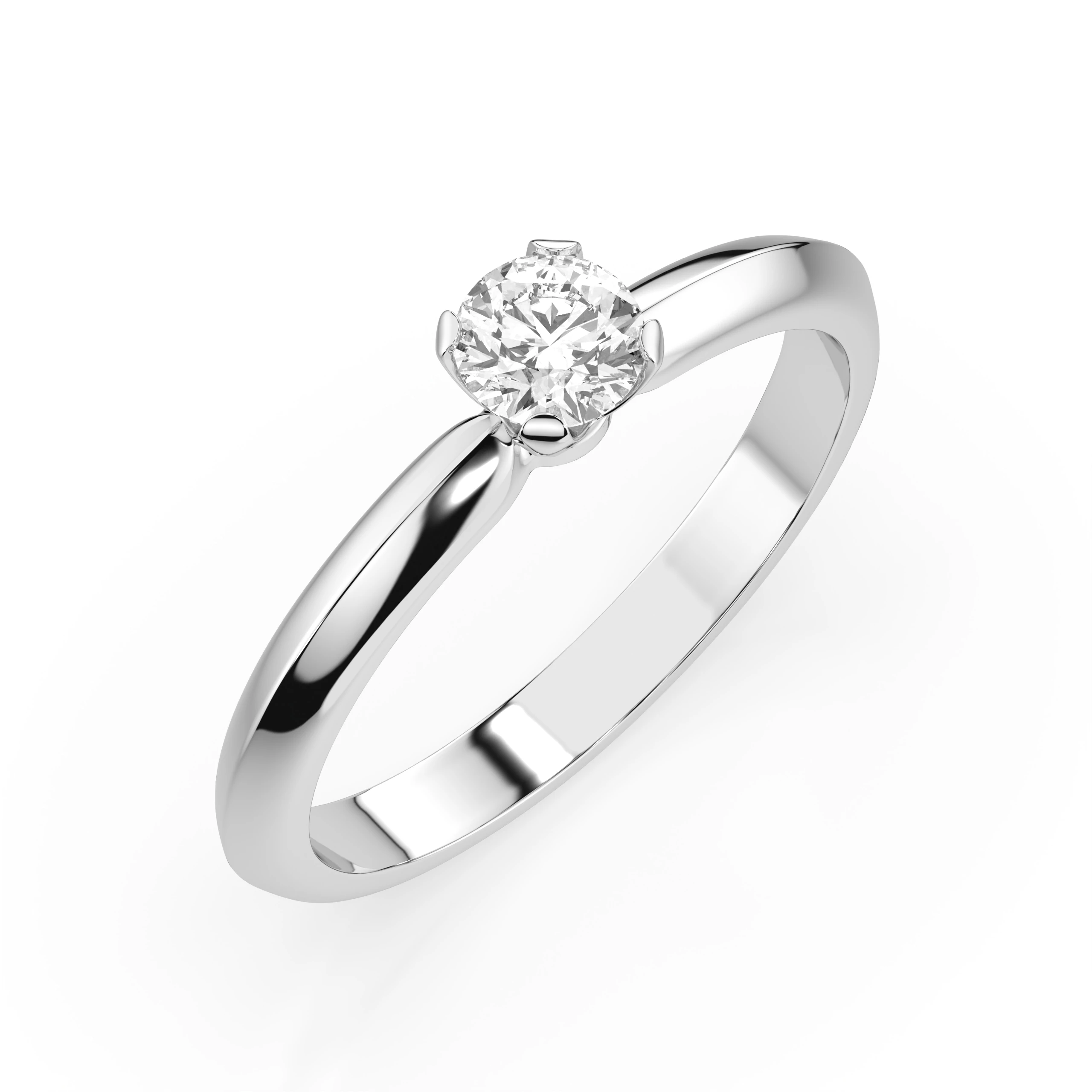 Inel de logodnă solitaire din aur 14k cu diamant natural, diamant central rotund de 0.3 ct, G/SI – Maristella Grațioasă