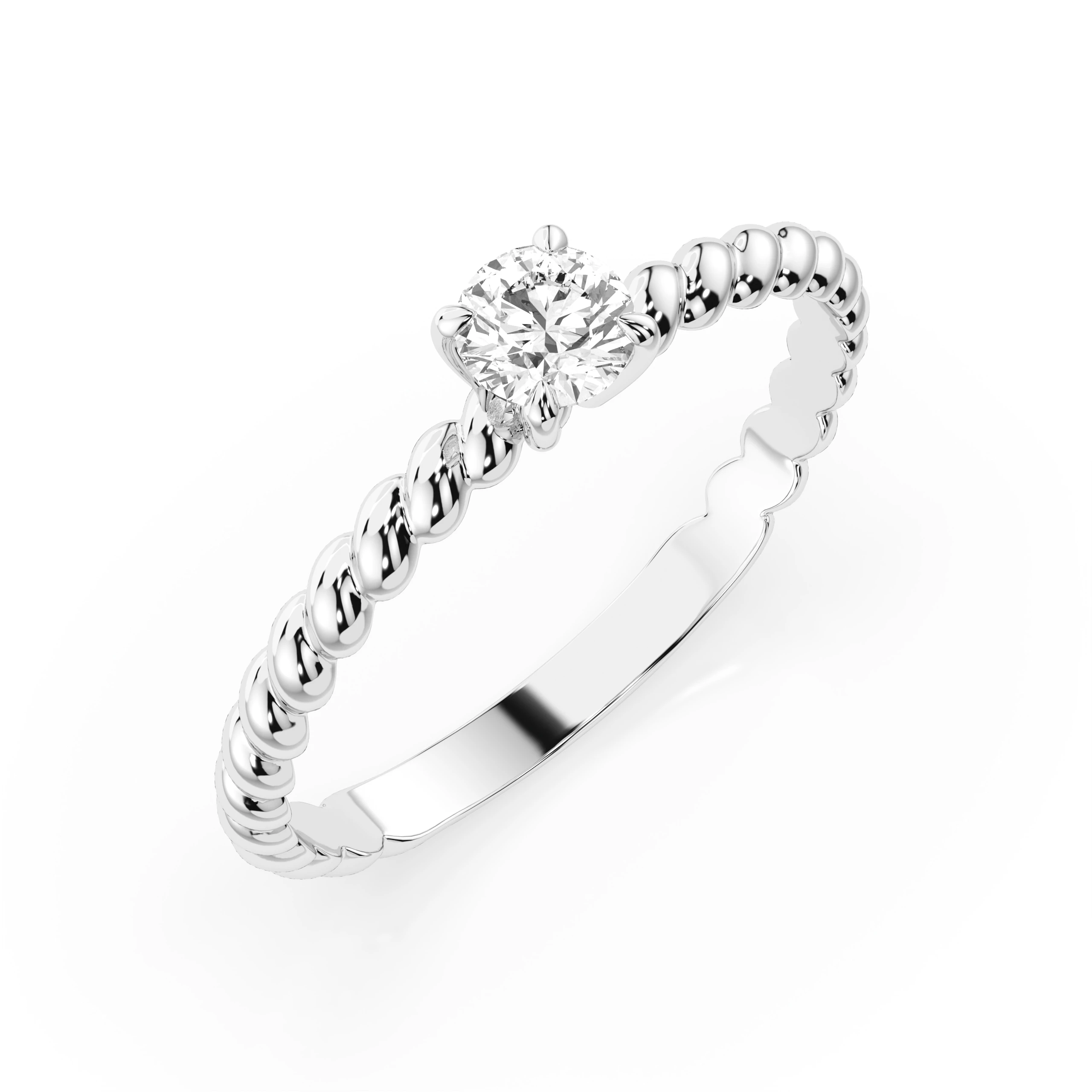 Inel de logodnă solitaire din aur cu diamant natural, diamant central rotund de 0.3 ct, G/SI – Mirabella Prețioasă