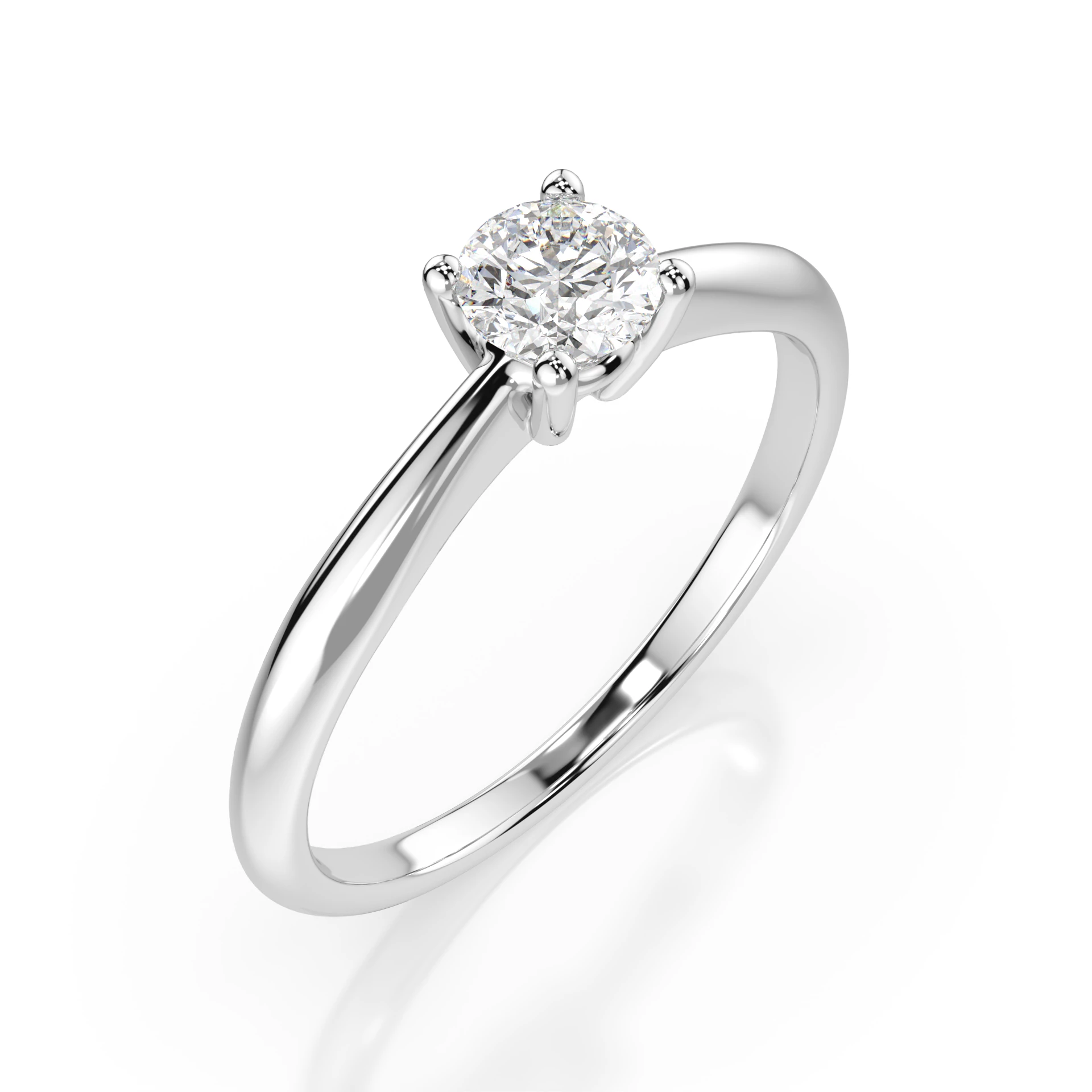 Inel de logodnă solitaire din aur cu diamant natural, diamant central rotund de 0.3 ct, G/SI – Ophelia Luminoasă