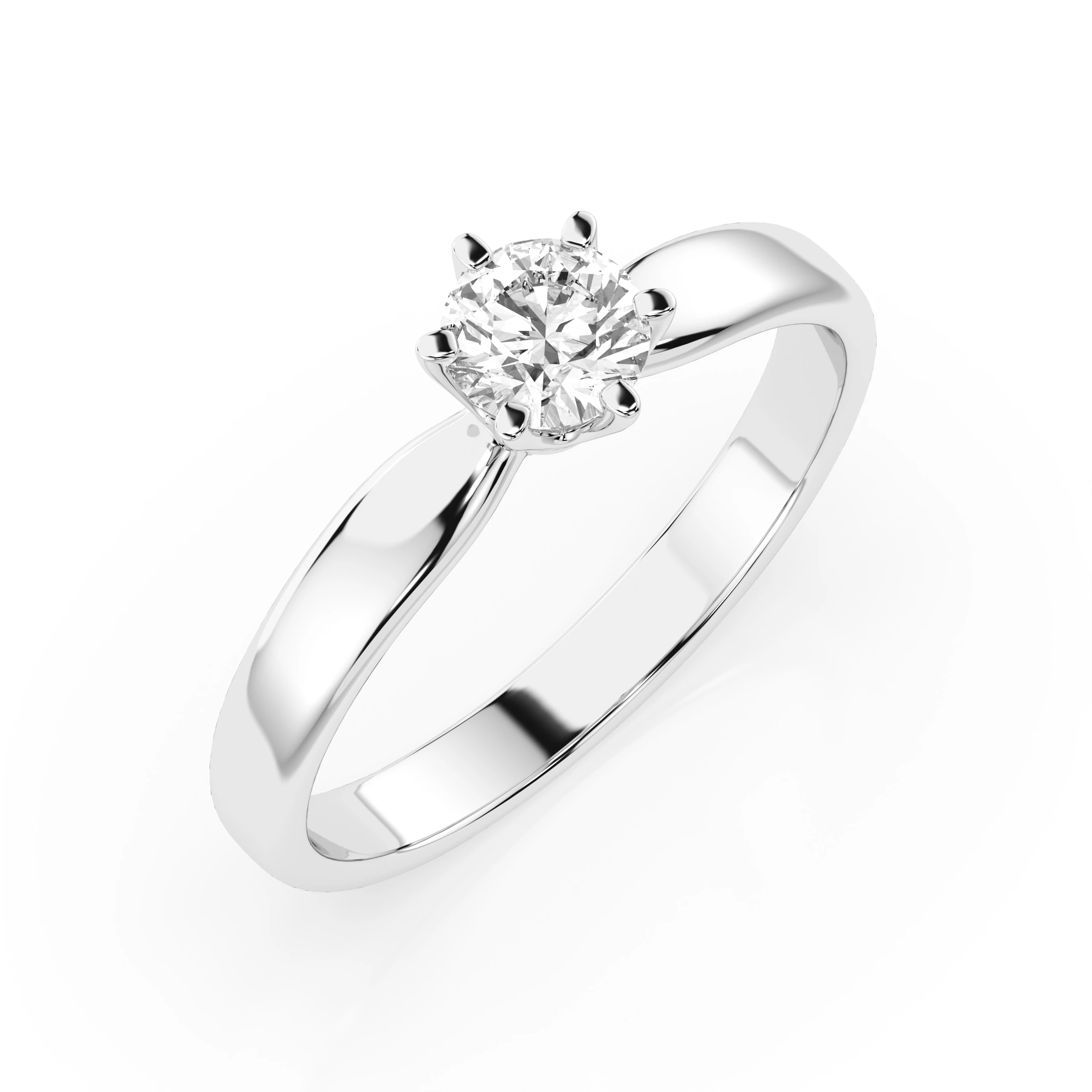 Inel de logodnă solitaire din aur 14k cu diamant natural, diamant central rotund de 0.35 ct, G/SI – Rosalina Armonioasă