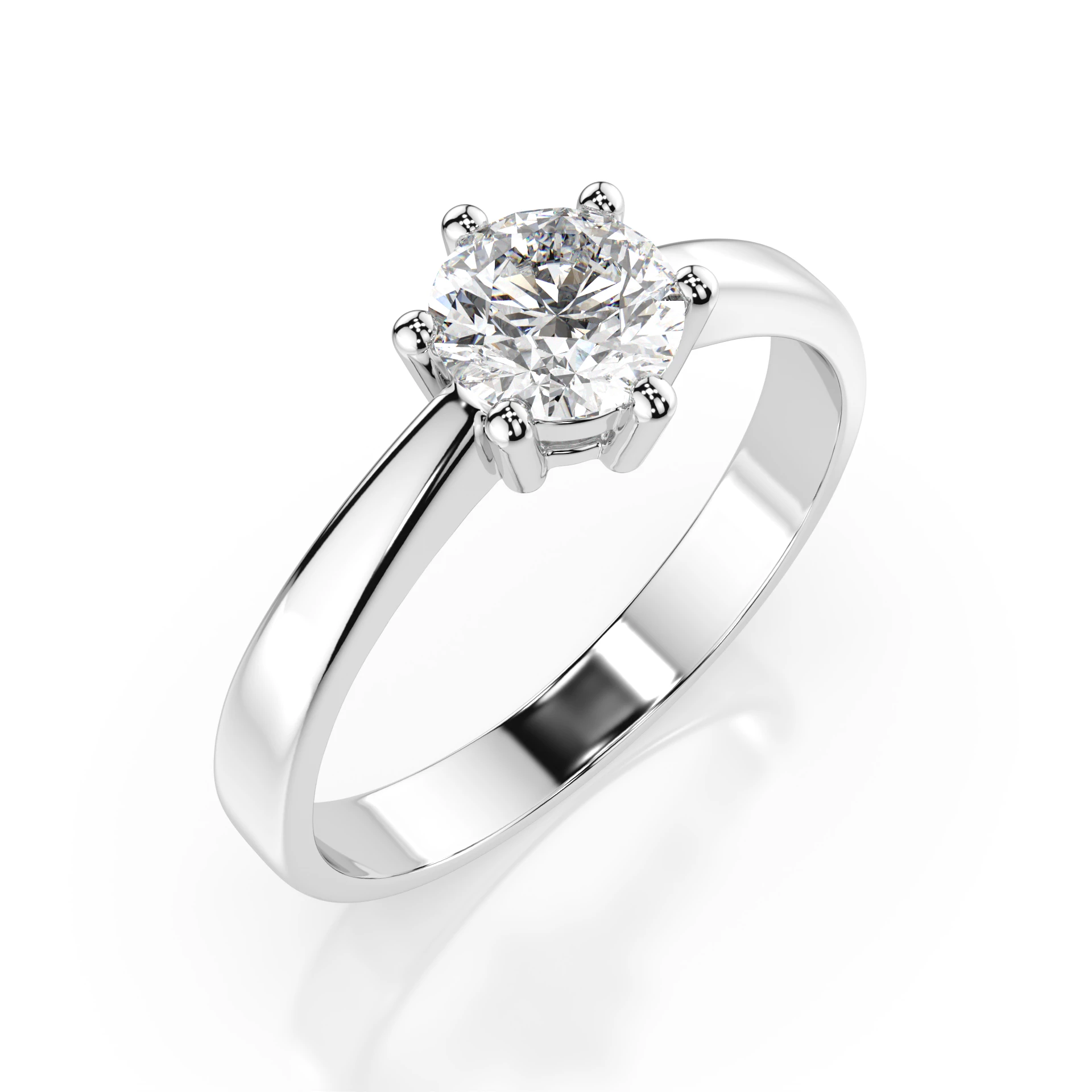 Inel de logodnă solitaire din aur cu diamant natural, diamant central rotund de 0.4 ct, G/SI – Mirabella Rafinată