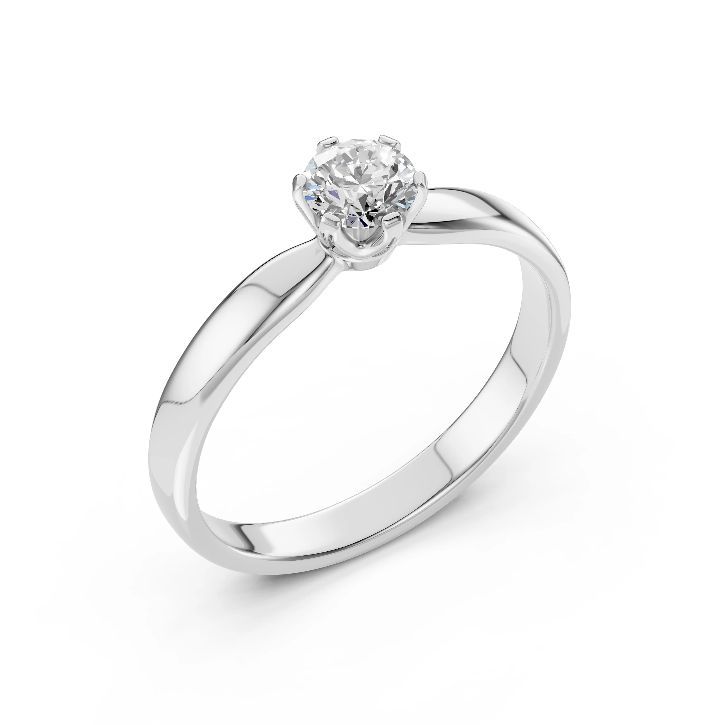 Inel de logodnă solitaire din aur cu diamant natural, diamant central rotund de 0.45 ct, G/SI – Isadora Regală
