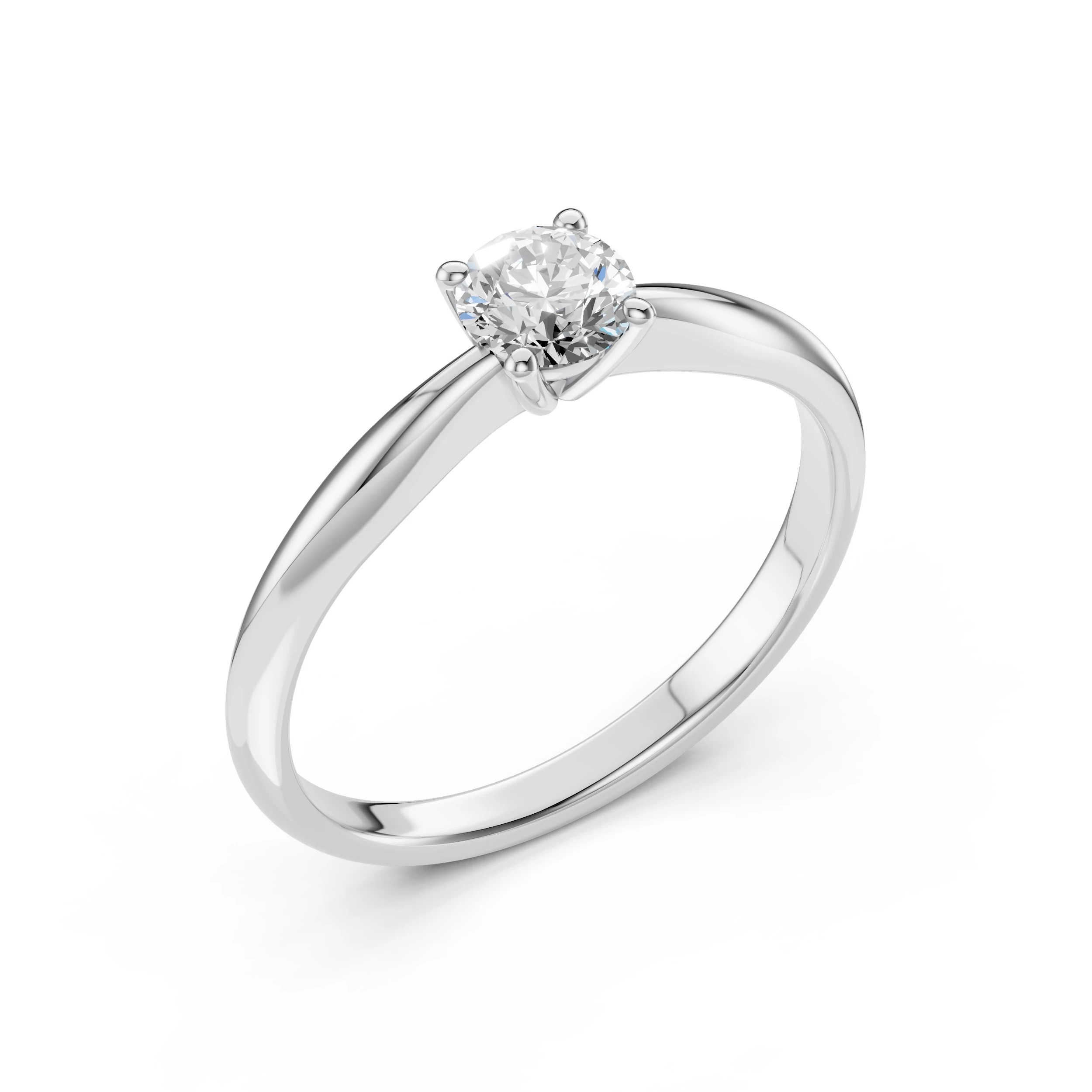 Inel de logodnă solitaire din aur cu diamant natural, diamant central rotund de 0.5 ct, G/SI – Aurelia Romantică