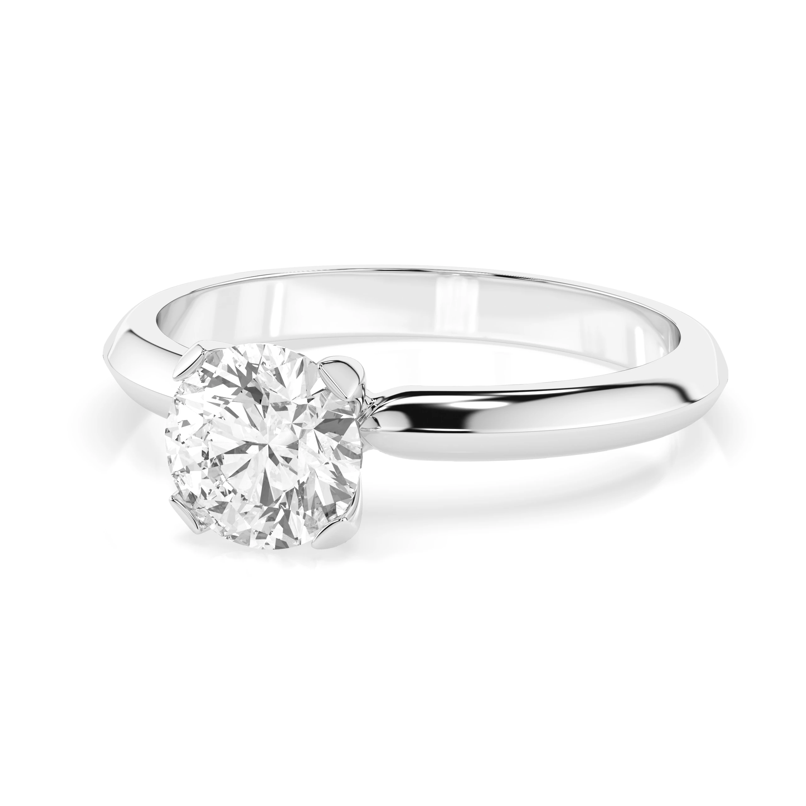 Inel de logodnă solitaire din aur cu diamant natural, diamant central rotund de 0.5 ct, G/SI – Ophelia Armonioasă