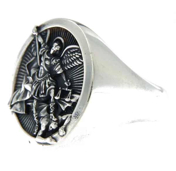 Inel din argint 925 Arhanghelul Mihail Mare Protector Divin