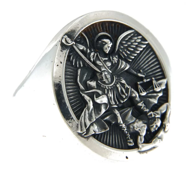 Inel din argint 925 Arhanghelul Mihail Mare Protector Divin