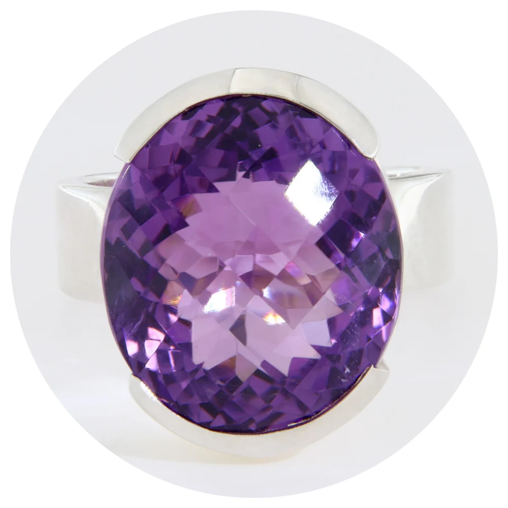 Inel Masiv Argint 925 Ametist Natural Oval Fatetat