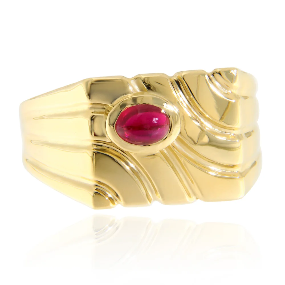Inel Masiv Barbatesc Aur 14k Rubin Natural | Design Fluid