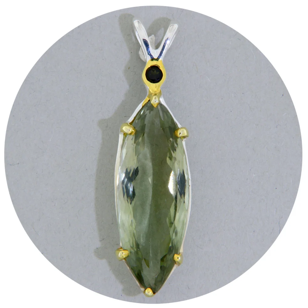 Pandant Argint 925 Accente aurii Ametist Verde Natural - Rafinament si Naturalete