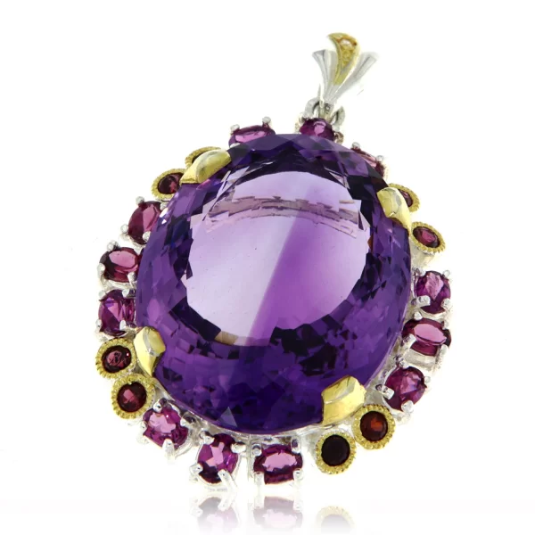 Pandant argint 925 accente aurite Ametist Rodolit Naturale - Fabulos Cu Personalitate