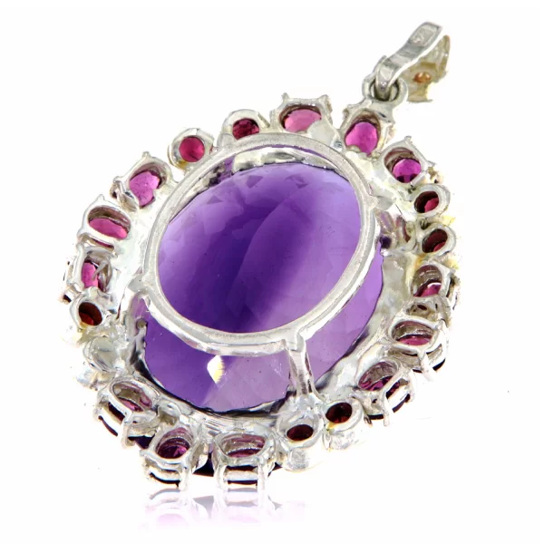Pandant argint 925 accente aurite Ametist Rodolit Naturale - Fabulos Cu Personalitate