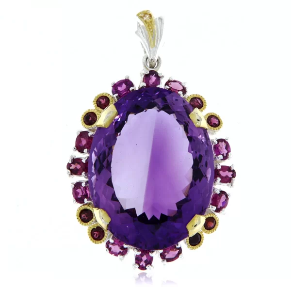Pandant argint 925 accente aurite Ametist Rodolit Naturale - Fabulos Cu Personalitate