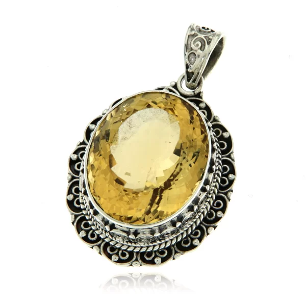 Pandant argint 925 Citrin Natural oval - Eleganta Solara
