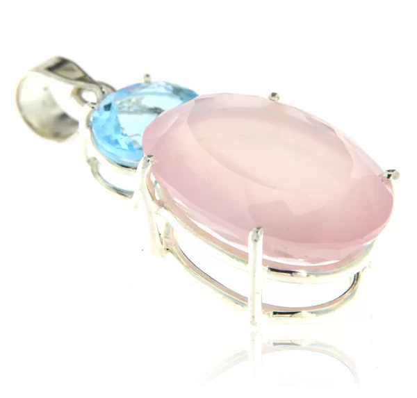 Pandant Argint 925 Cuart roz Topaz Naturale - Frumusete Diafana