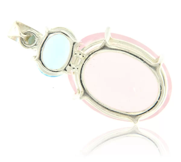 Pandant Argint 925 Cuart roz Topaz Naturale - Frumusete Diafana