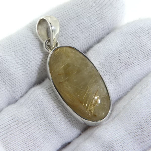 Pandant Argint 925 Cuart rutilat Natural Oval - Reflexii Solare