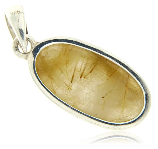 Pandant Argint 925 Cuart rutilat Natural Oval - Reflexii Solare