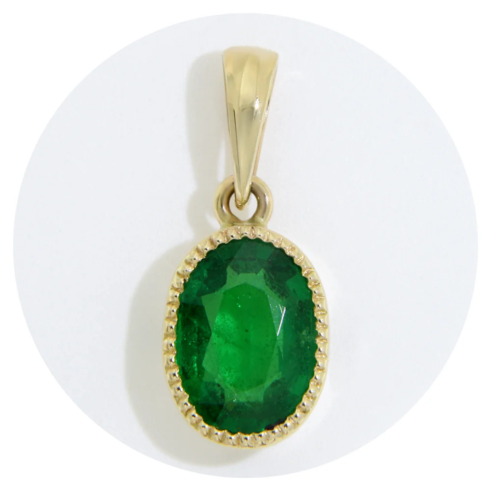 Pandantiv aur 14K cu Granat Tsavorit Natural 1.72 ct
