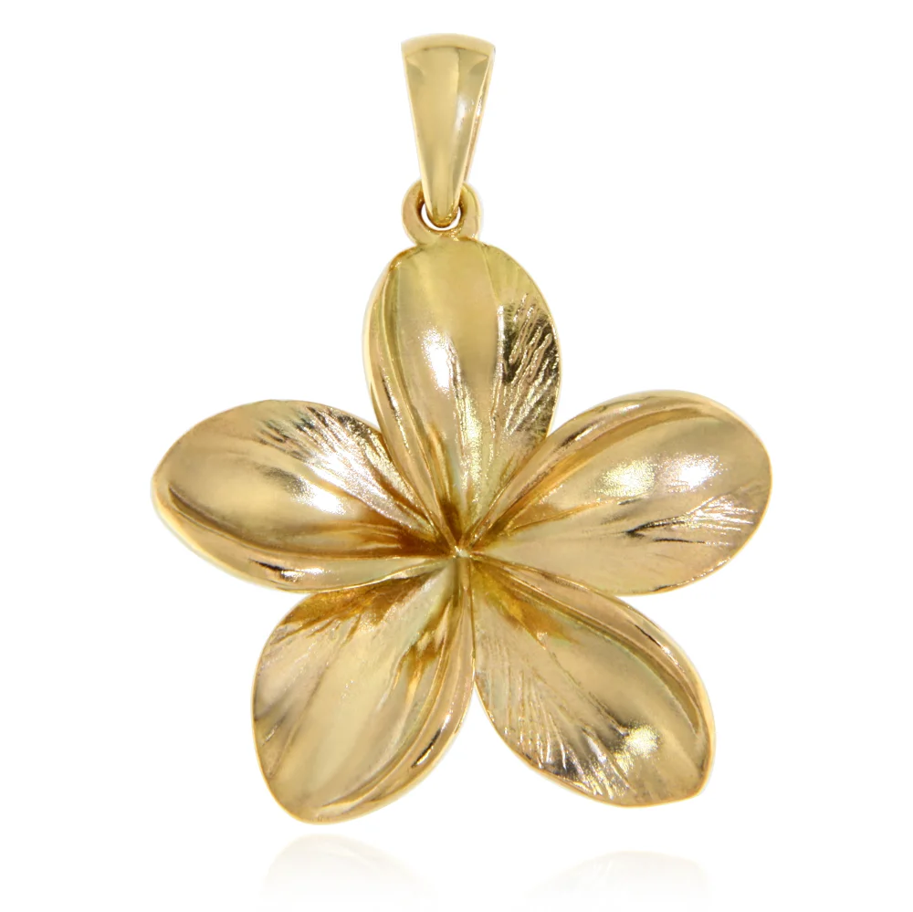 Pandantiv Aur Galben 14k Floare Tropicala | Plumeria Frangipani