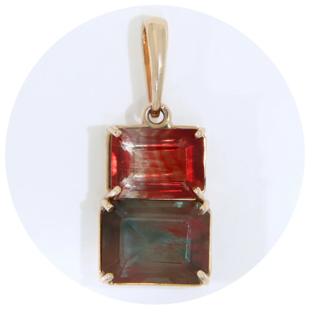 Pandantiv Aur Roz 14k Piatra Soarelui Oregon Sunstone