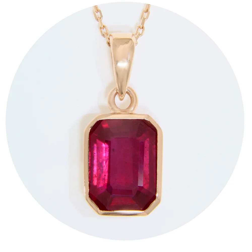 Pandantiv Aur Roz 14k Rubin Natural 2.58 ct Design Minimalist