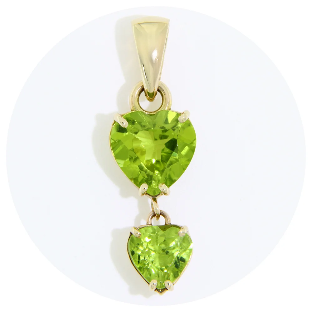 Pandantiv Casete Mobile Aur Galben 14k Peridot Natural 2.7 ct Inima